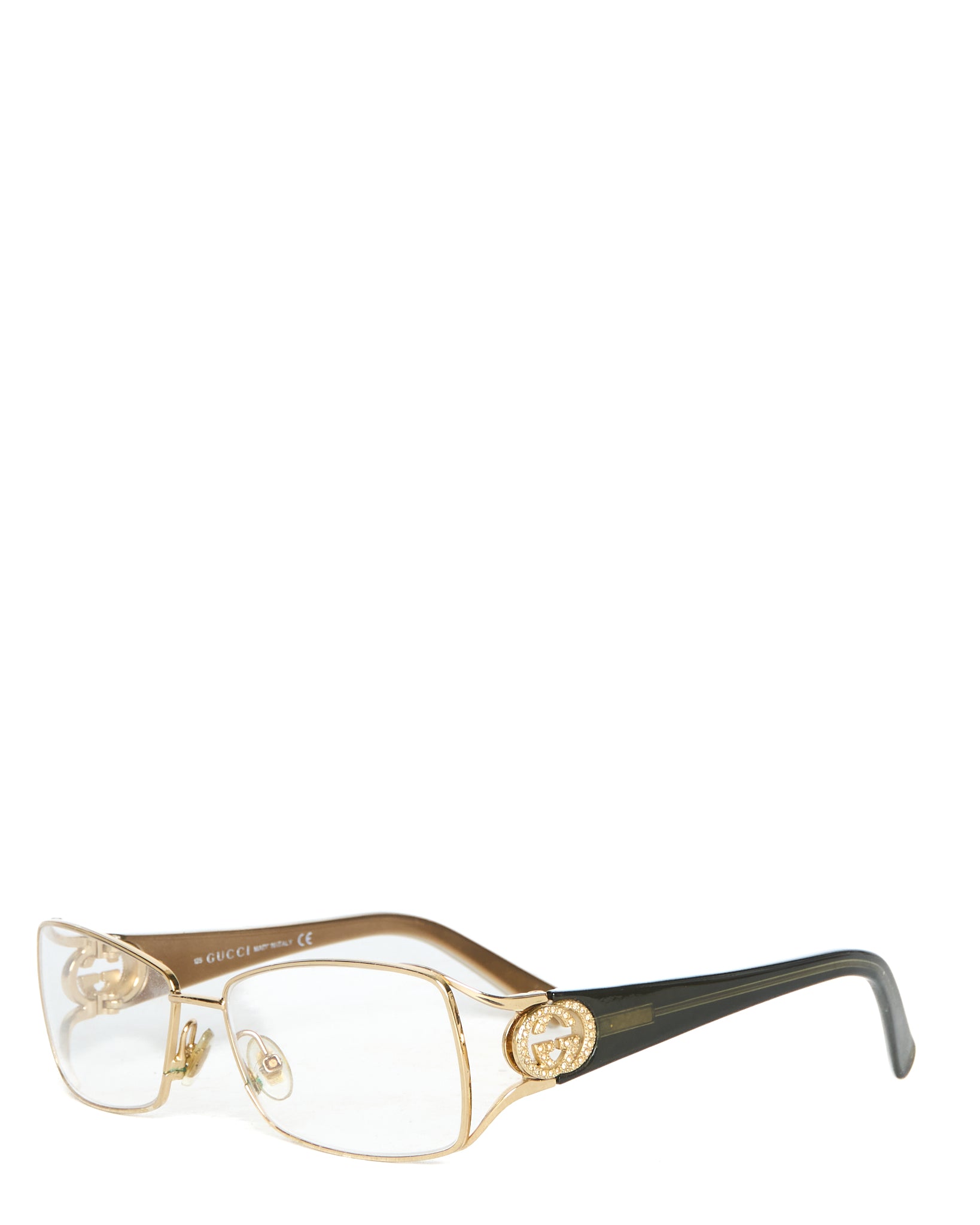 Mid 00s Gucci GG2812 J5G Rectangular Semi-Rimless Eyeglass Frames