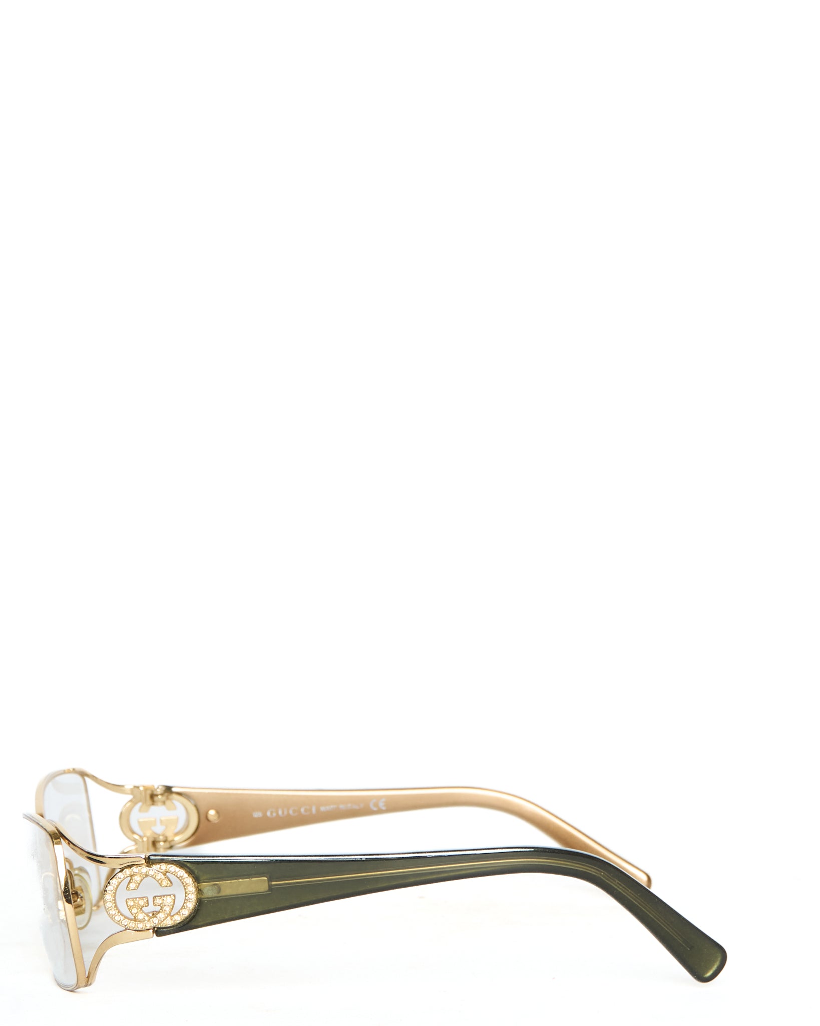 Mid 00s Gucci GG2812 J5G Rectangular Semi-Rimless Eyeglass Frames