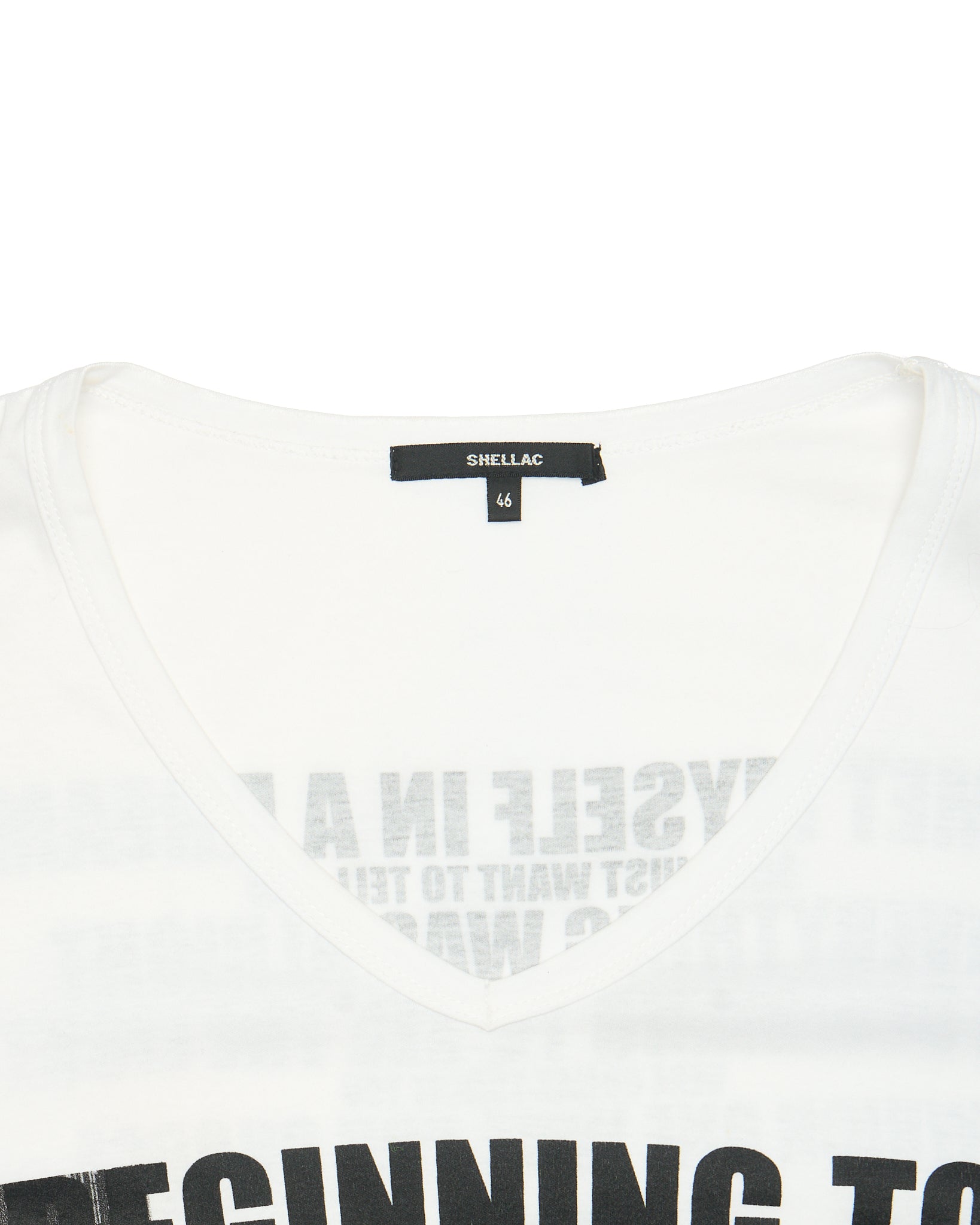Late 00s Shellac ‘BEGINNING TO SEE THE LIGHT’ White Typography Graphic V-Neck Long Sleeve Tee
