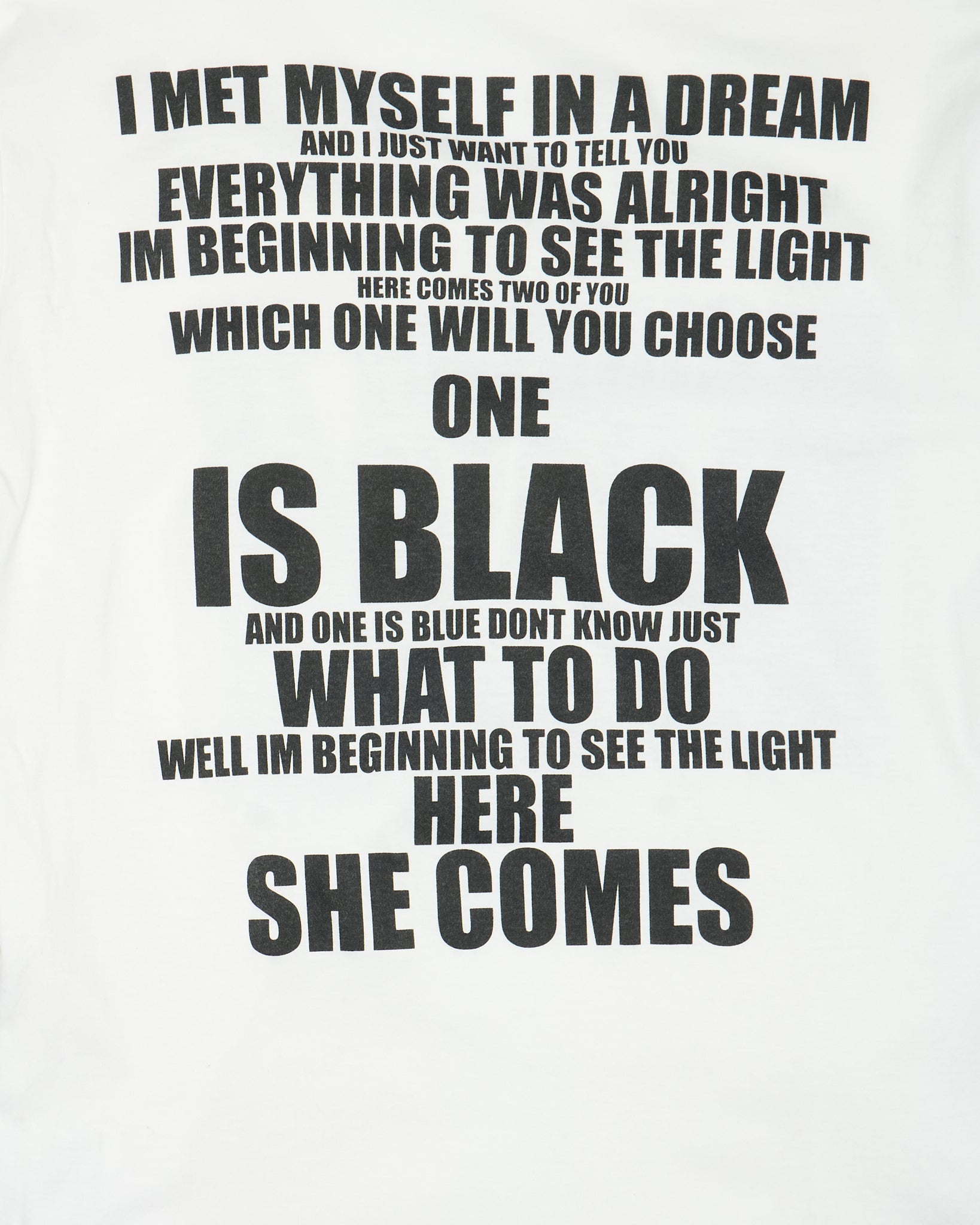 Late 00s Shellac ‘BEGINNING TO SEE THE LIGHT’ White Typography Graphic V-Neck Long Sleeve Tee