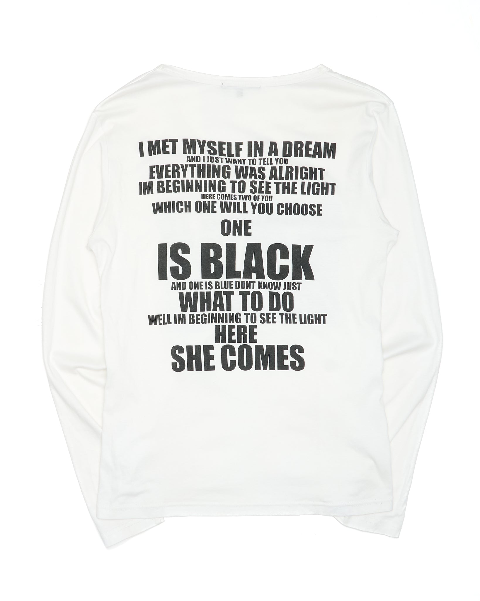 Late 00s Shellac ‘BEGINNING TO SEE THE LIGHT’ White Typography Graphic V-Neck Long Sleeve Tee