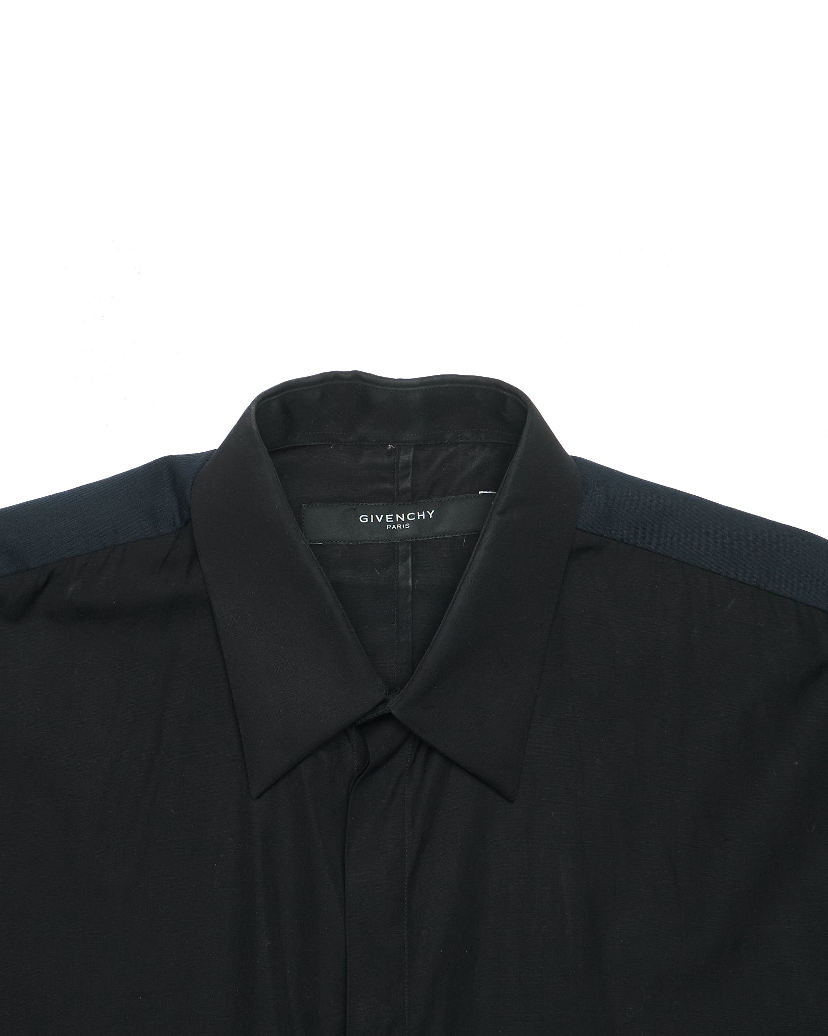Mid 2010s Givenchy Contrast Panel Slim Fit Dress Shirt Black