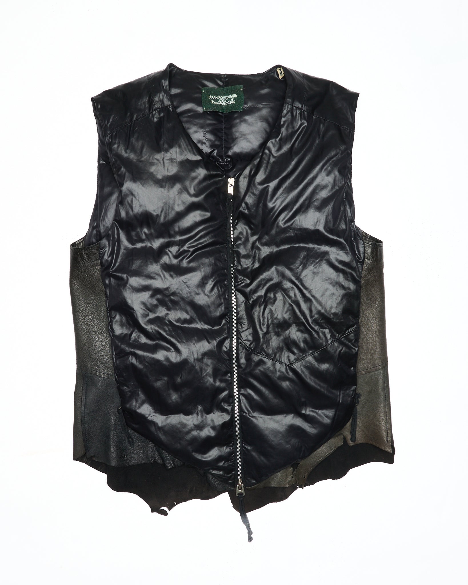 Early 2010s TAKAHIROMIYASHITA TheSoloist. Reconstructed Leather Trim Padded Vest