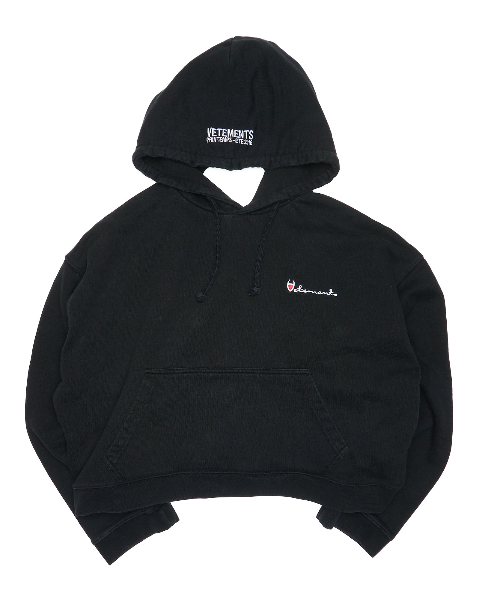 S/S16 VETEMENTS x Champion Cropped Reversible Logo Hoodie