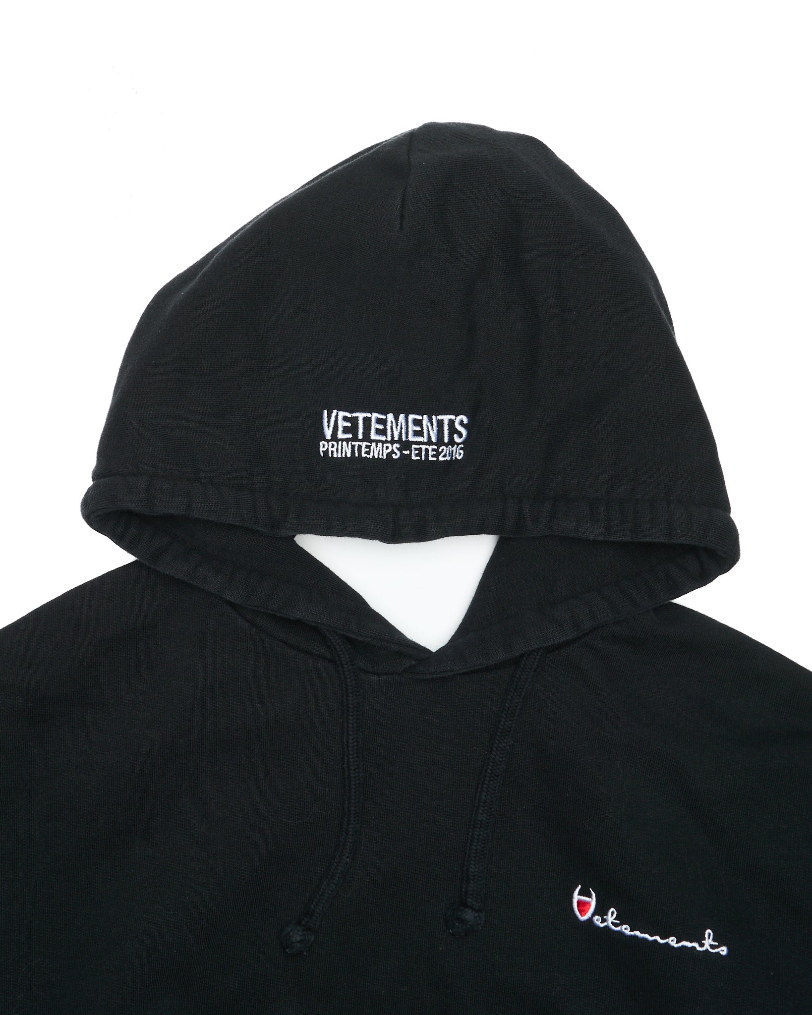 S/S16 VETEMENTS x Champion Cropped Reversible Logo Hoodie