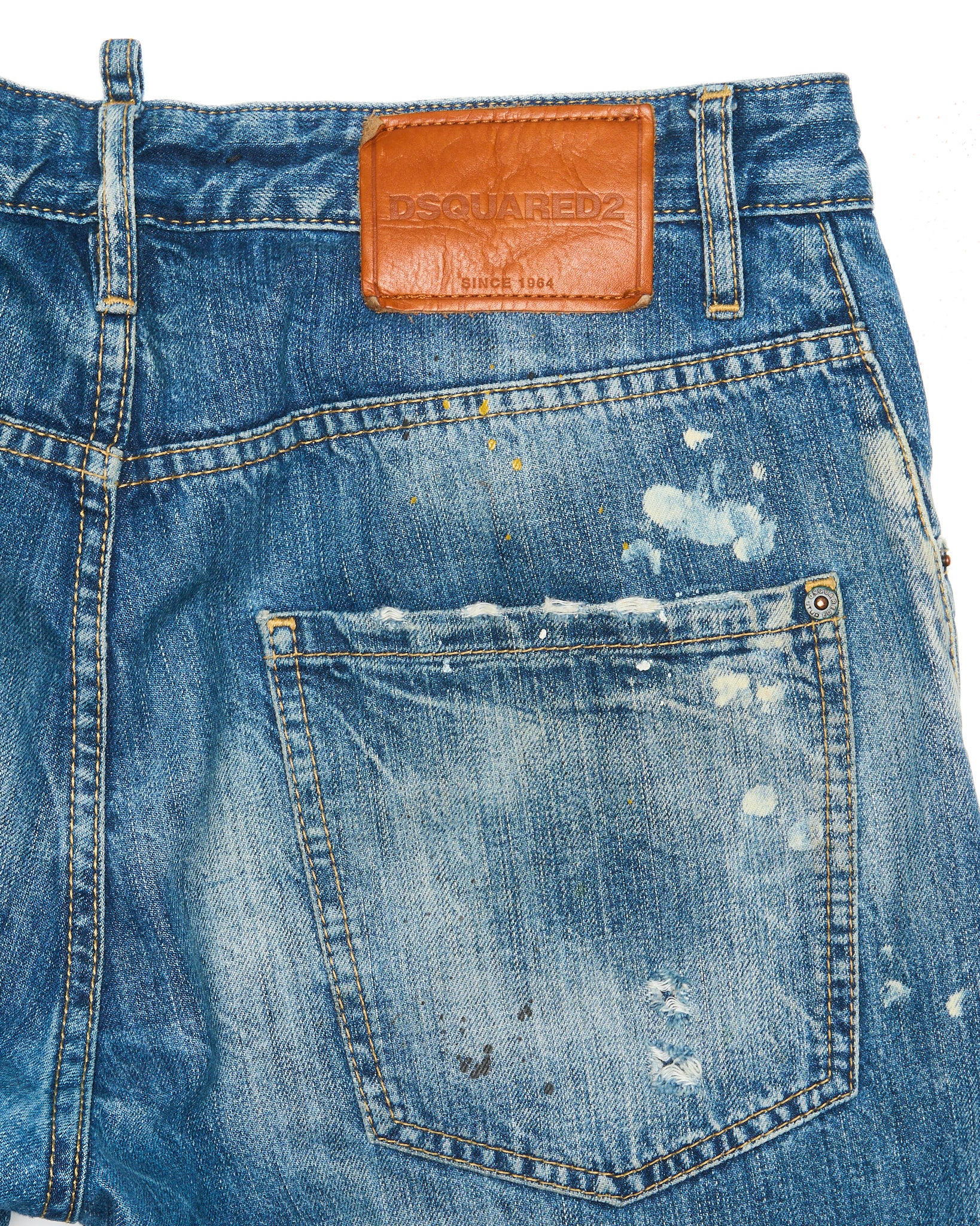 2020 Dsquared2 ‘Classic Kenny’ Paint Splatter Distressed Jeans