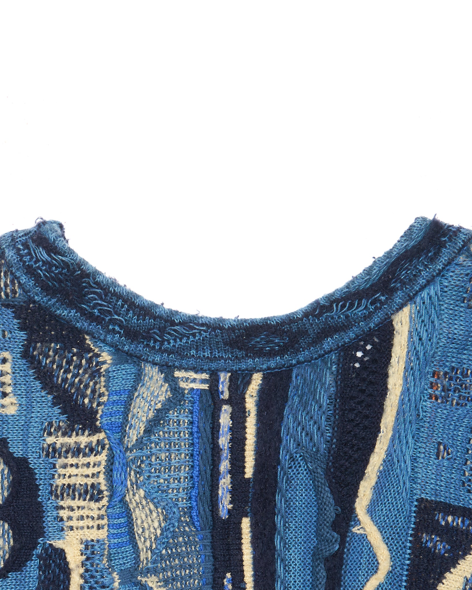 2010s Kapital Gaudy Boro Jacquard Peace Sign Crewneck Knit Sweater