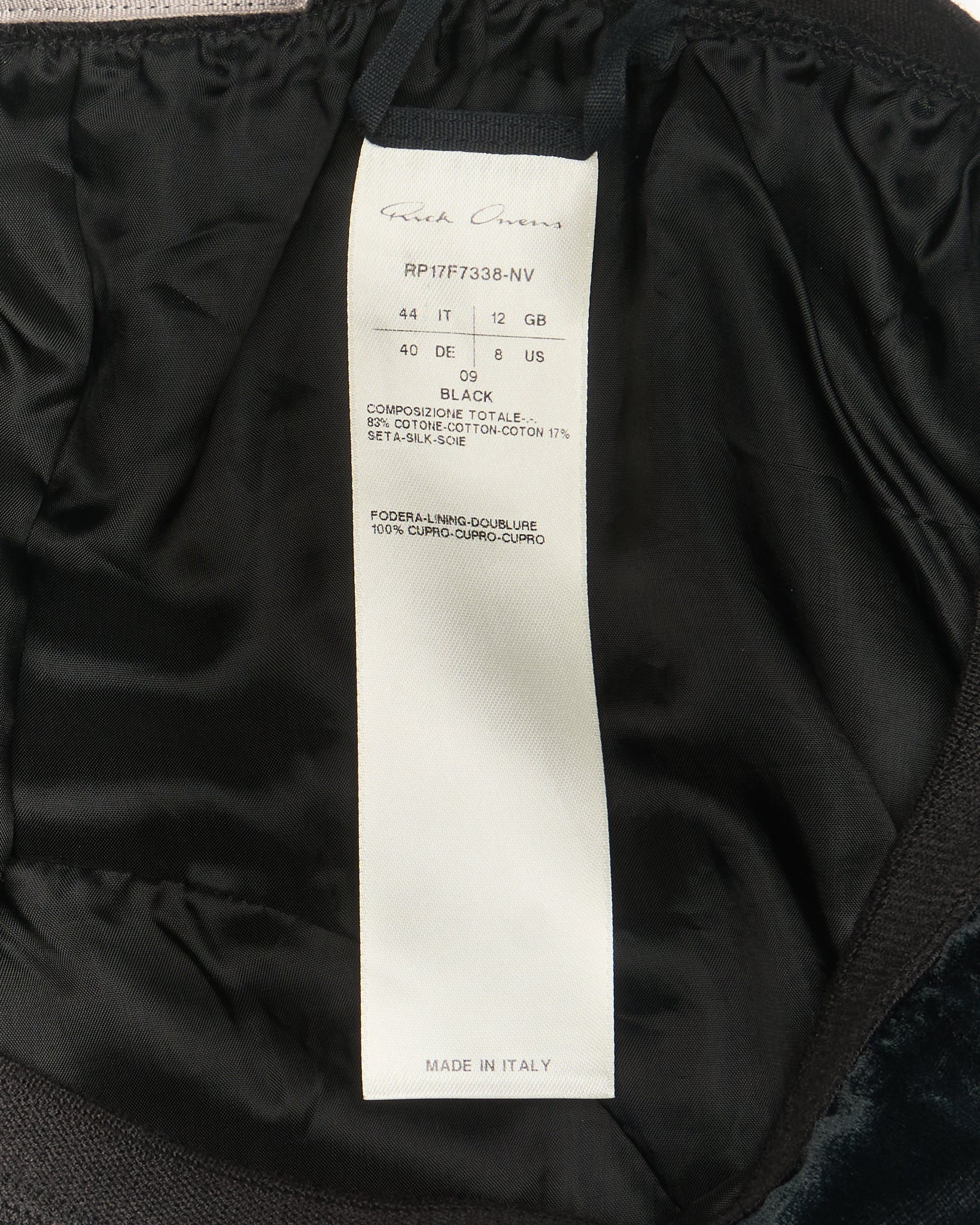 A/W17 Rick Owens "GLITTER" Black Velvet Maxi Skirt