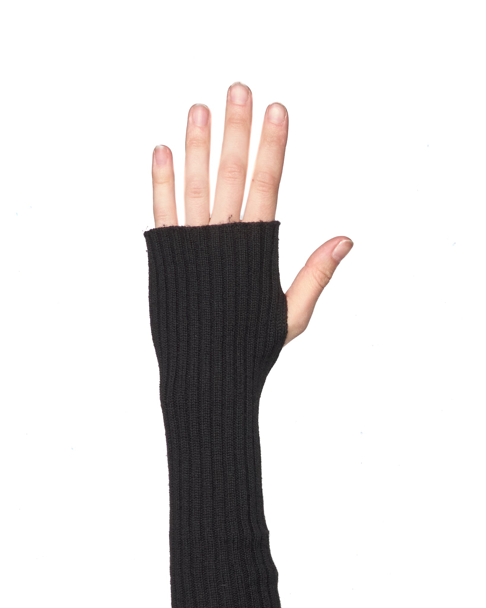 A/W25 Rick Owens "CONCORDIANS" Virgin Wool Rib Knit Arm Warmers