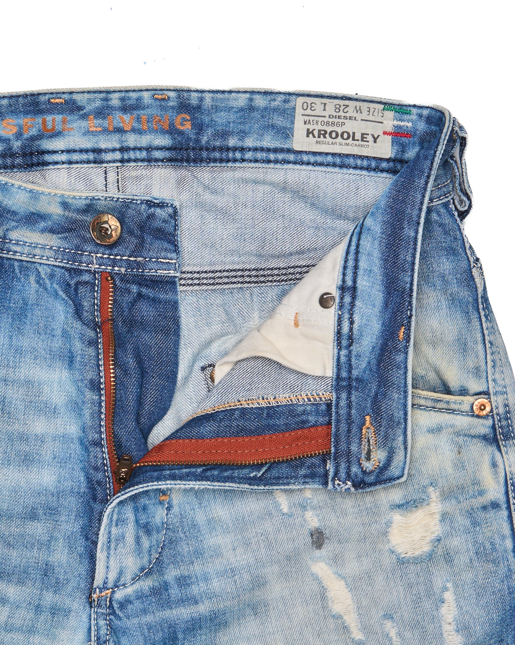 Late 00s Diesel Krooley Slim-Carrot-Fit Vintage Indigo Wash Denim