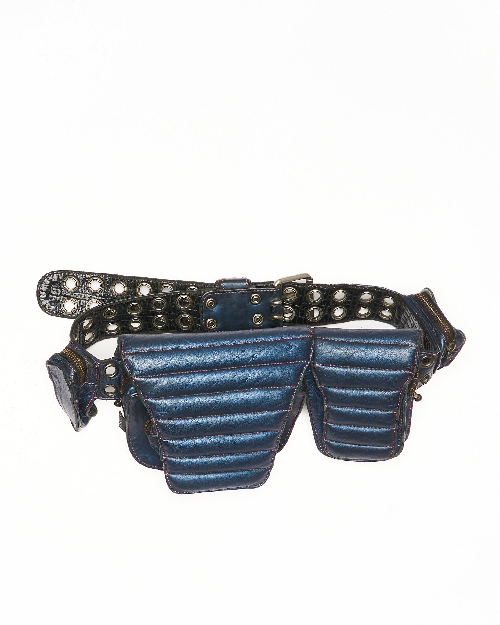 Late 00s KMRii “Out of Control” Multi-Pocket Leather Belt Bag