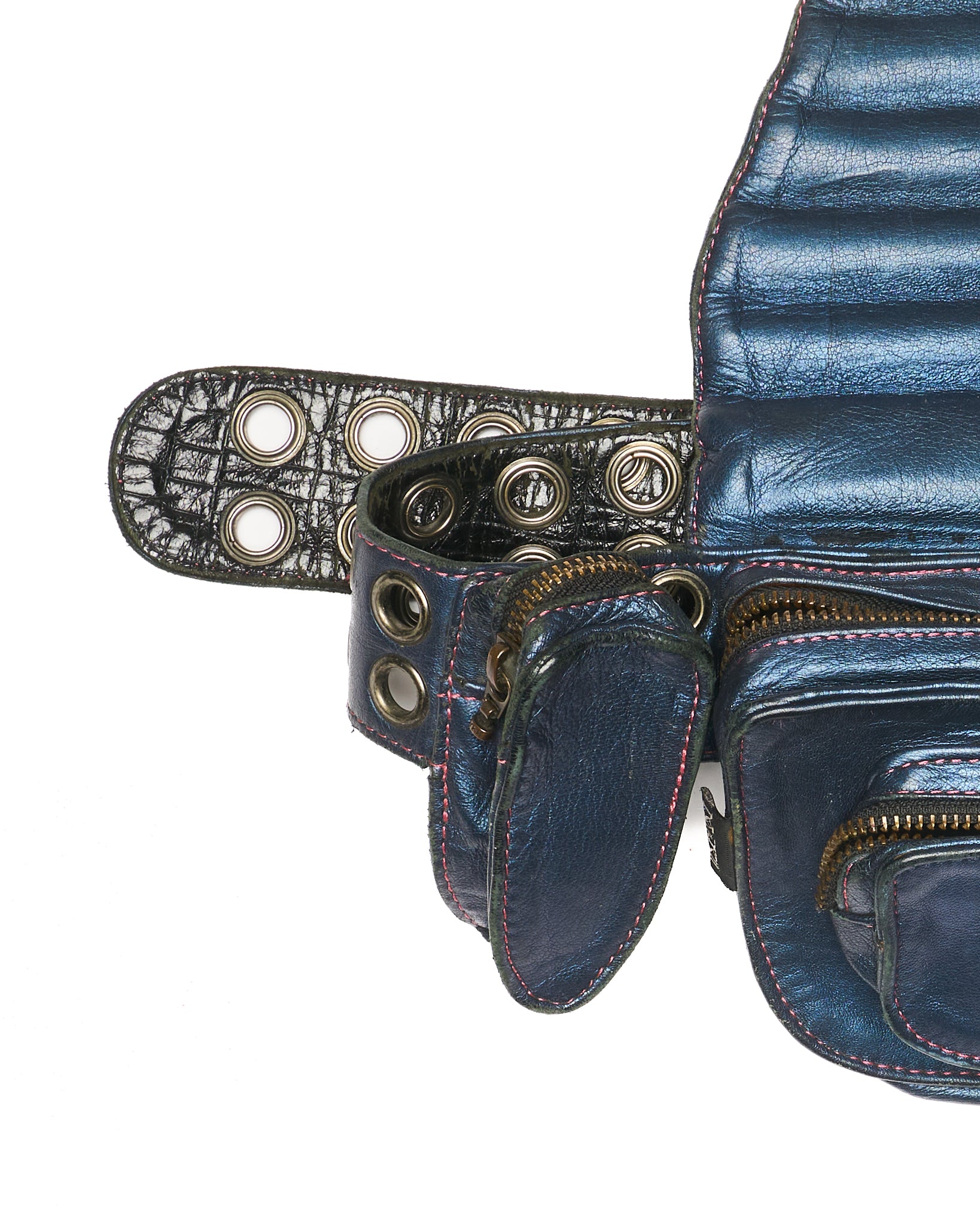 Late 00s KMRii “Out of Control” Multi-Pocket Leather Belt Bag