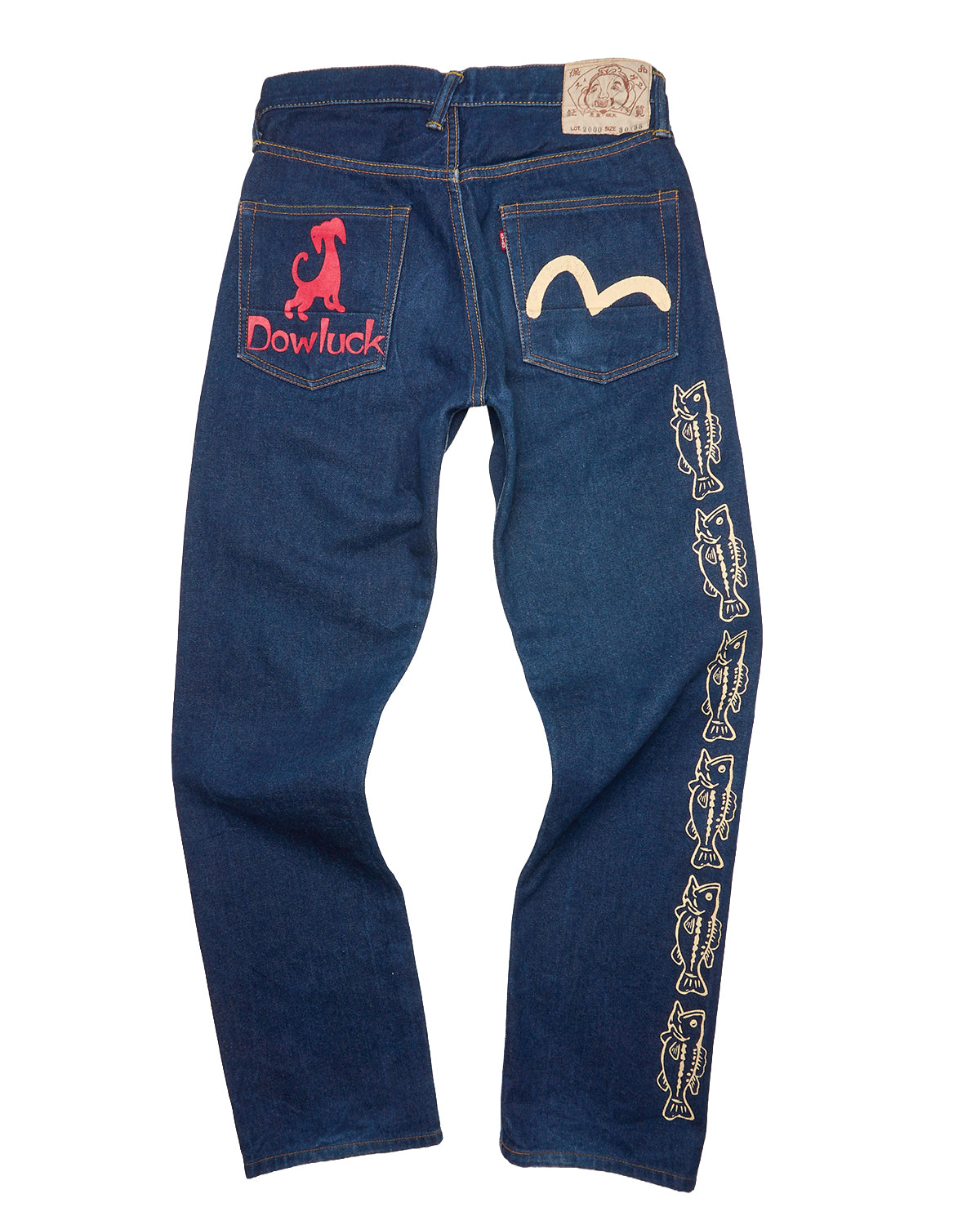 Late 90s EVISU DOWLUCK Fish Print Selvedge Jeans