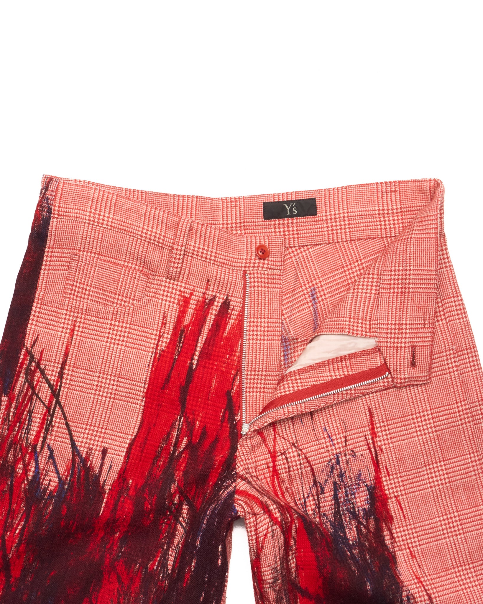 S/S06 Y's by Yohji Yamamoto Gingham Splatter Wool Pants