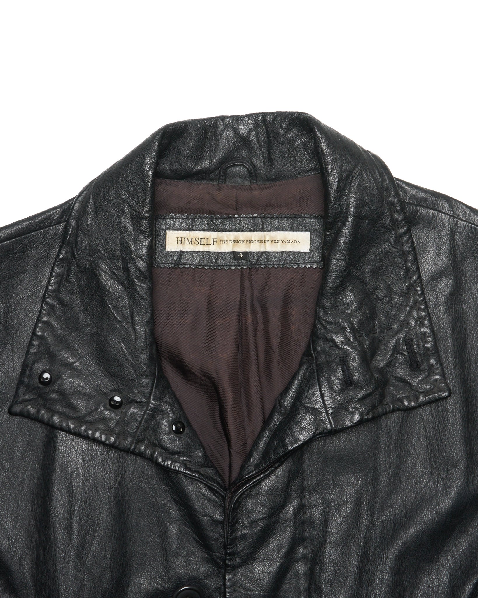 Late 90s Yuji Yamada Cow Leather High Neck Coat