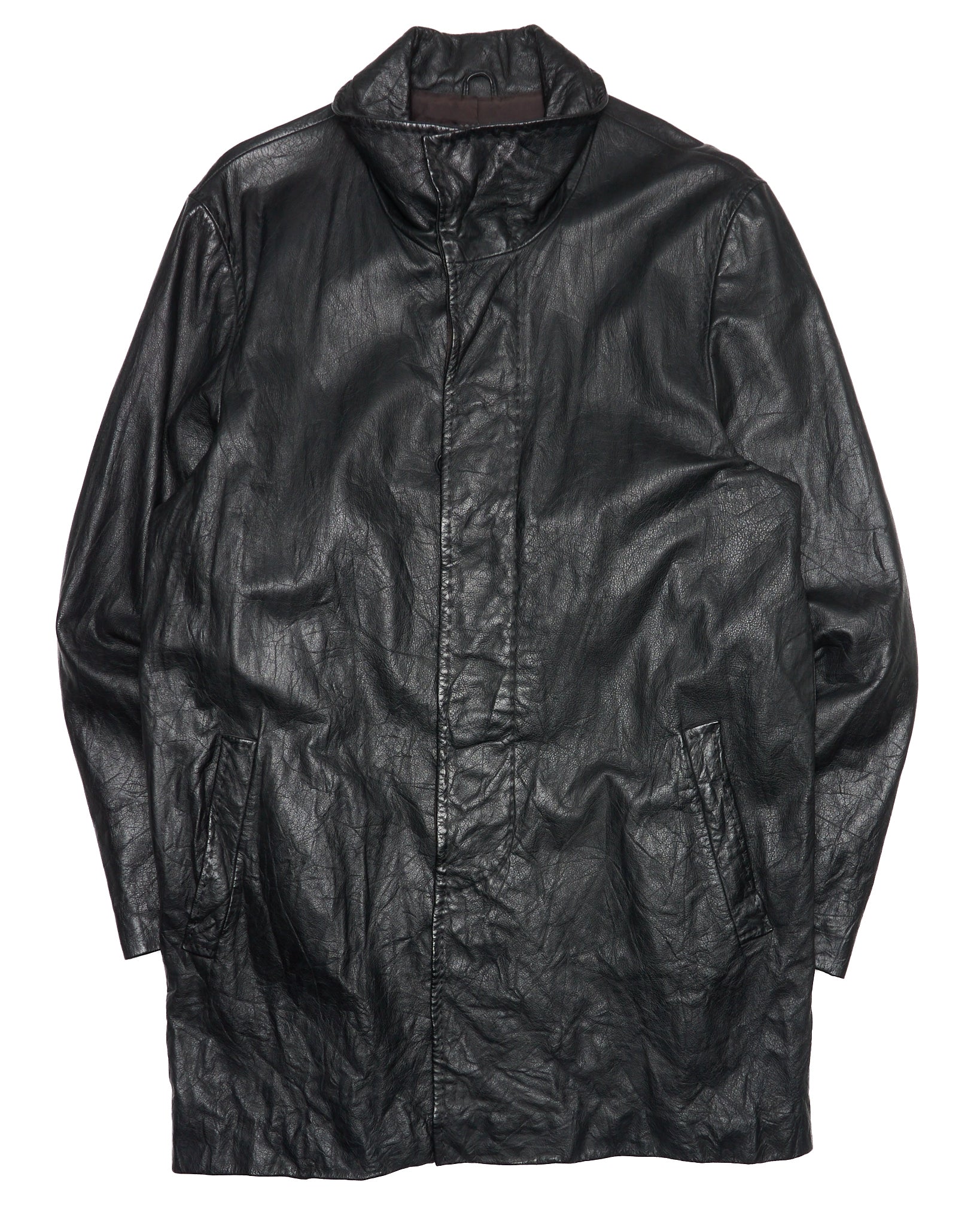 Late 90s Yuji Yamada Cow Leather High Neck Coat