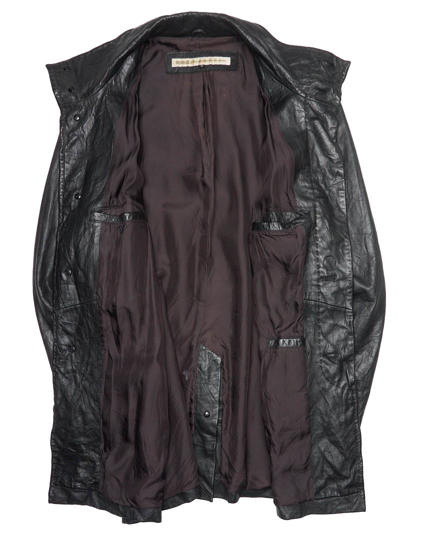 Late 90s Yuji Yamada Cow Leather High Neck Coat