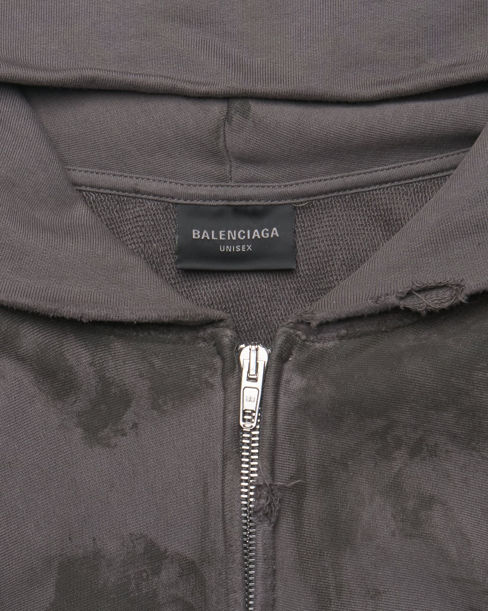 A/W22 Balenciaga Gray Gaffer Mud Distressed Hoodie