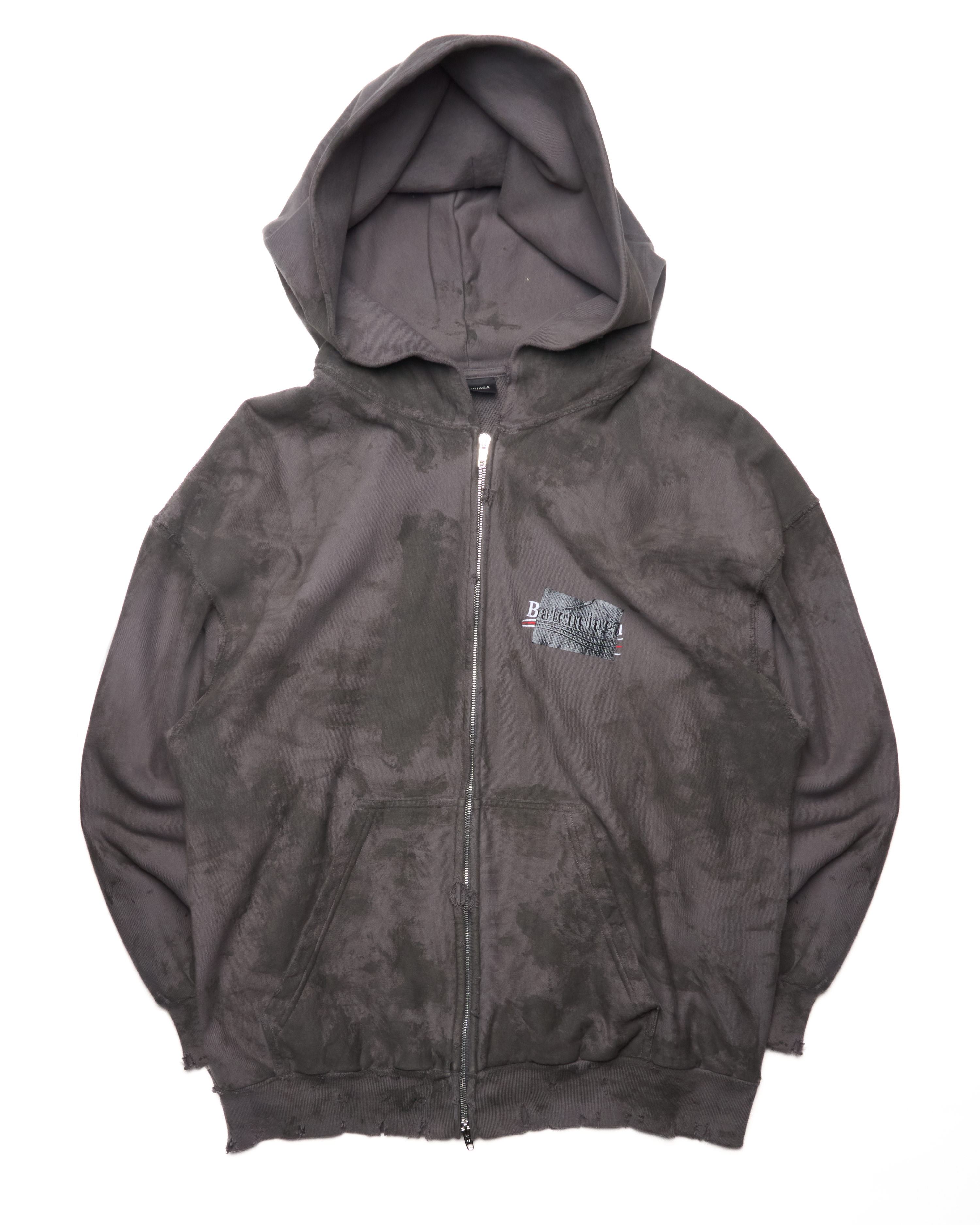 A/W22 Balenciaga Gray Gaffer Mud Distressed Hoodie