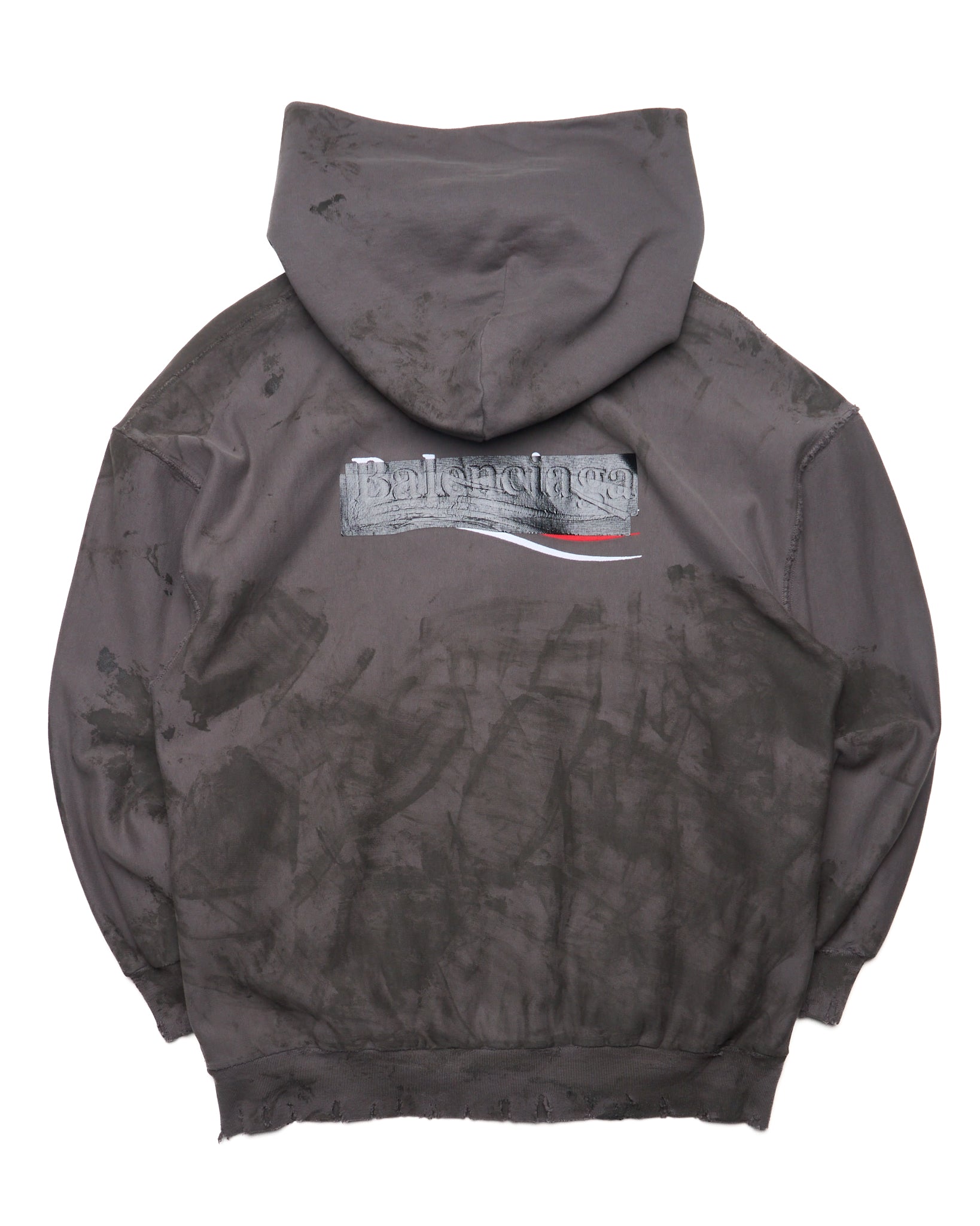 A/W22 Balenciaga Gray Gaffer Mud Distressed Hoodie