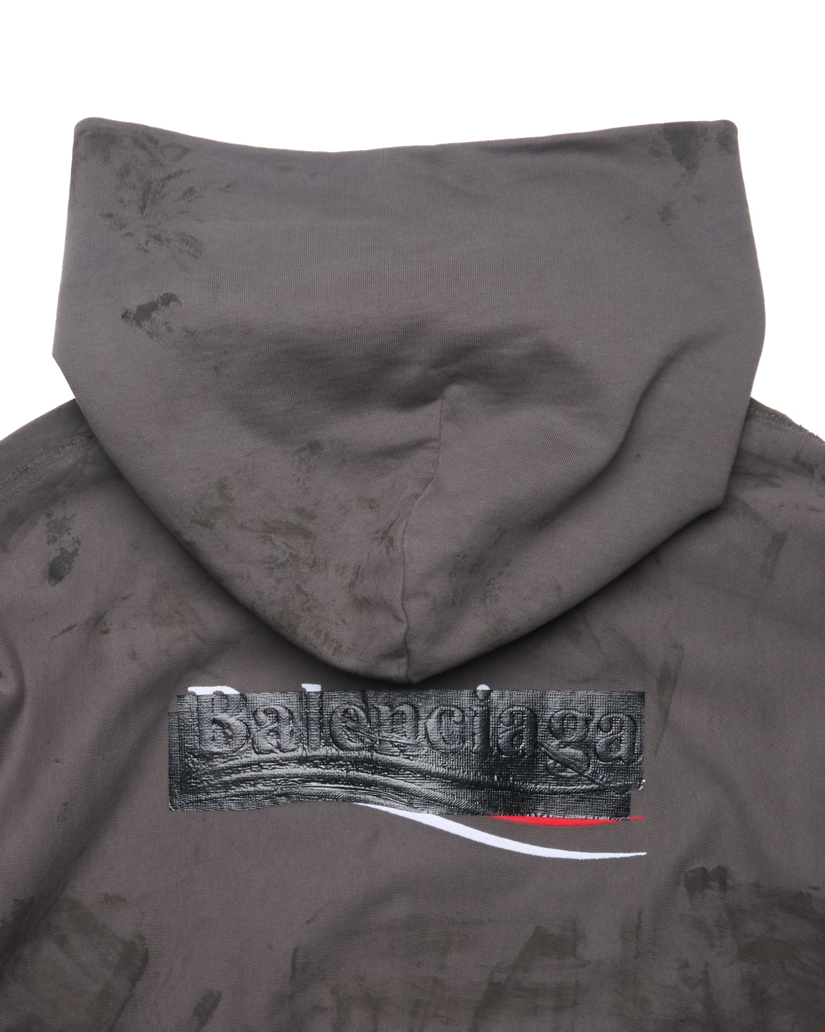 A/W22 Balenciaga Gray Gaffer Mud Distressed Hoodie