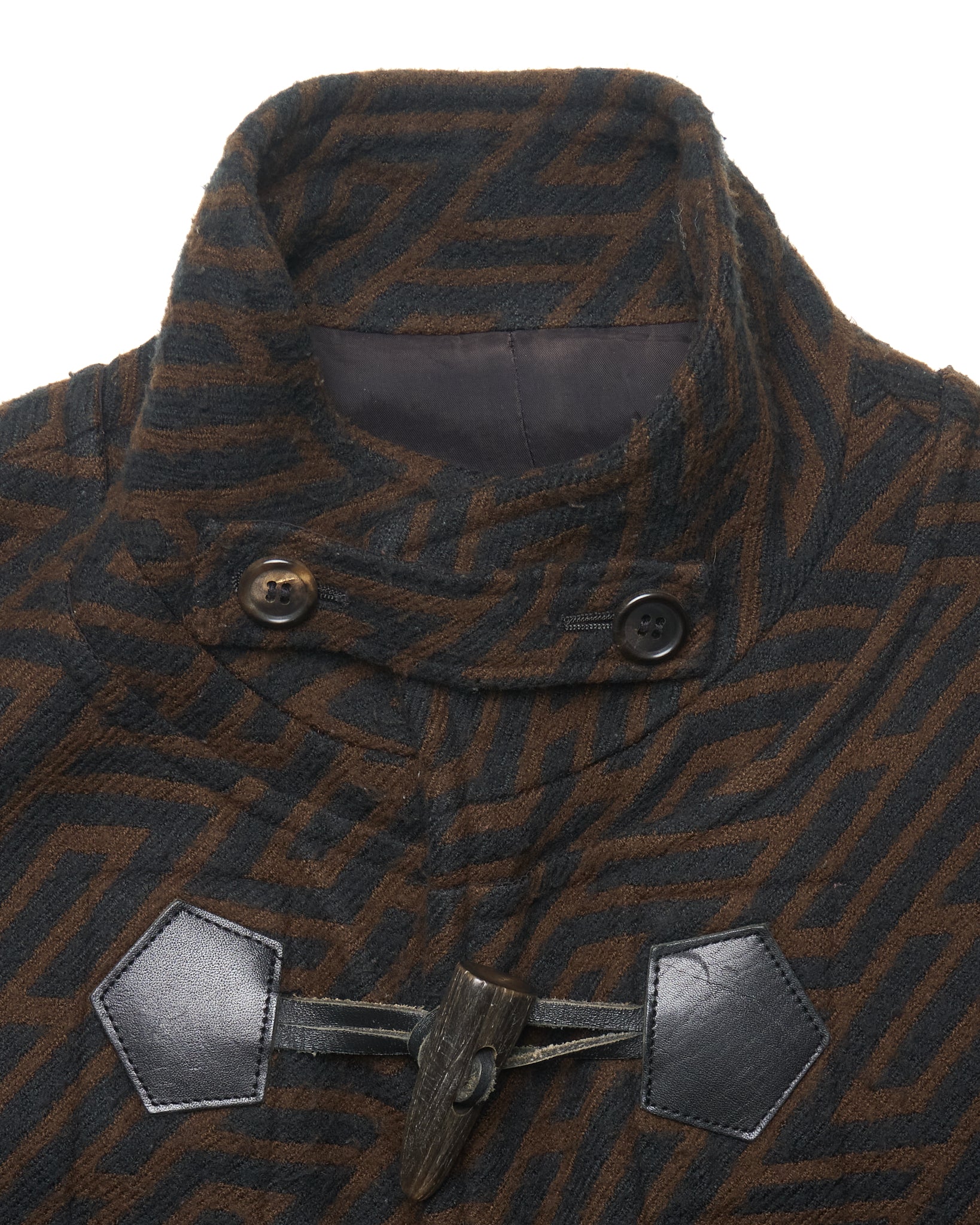 A/W01 Undercover D.A.V.F Chevron Print Duffle Coat