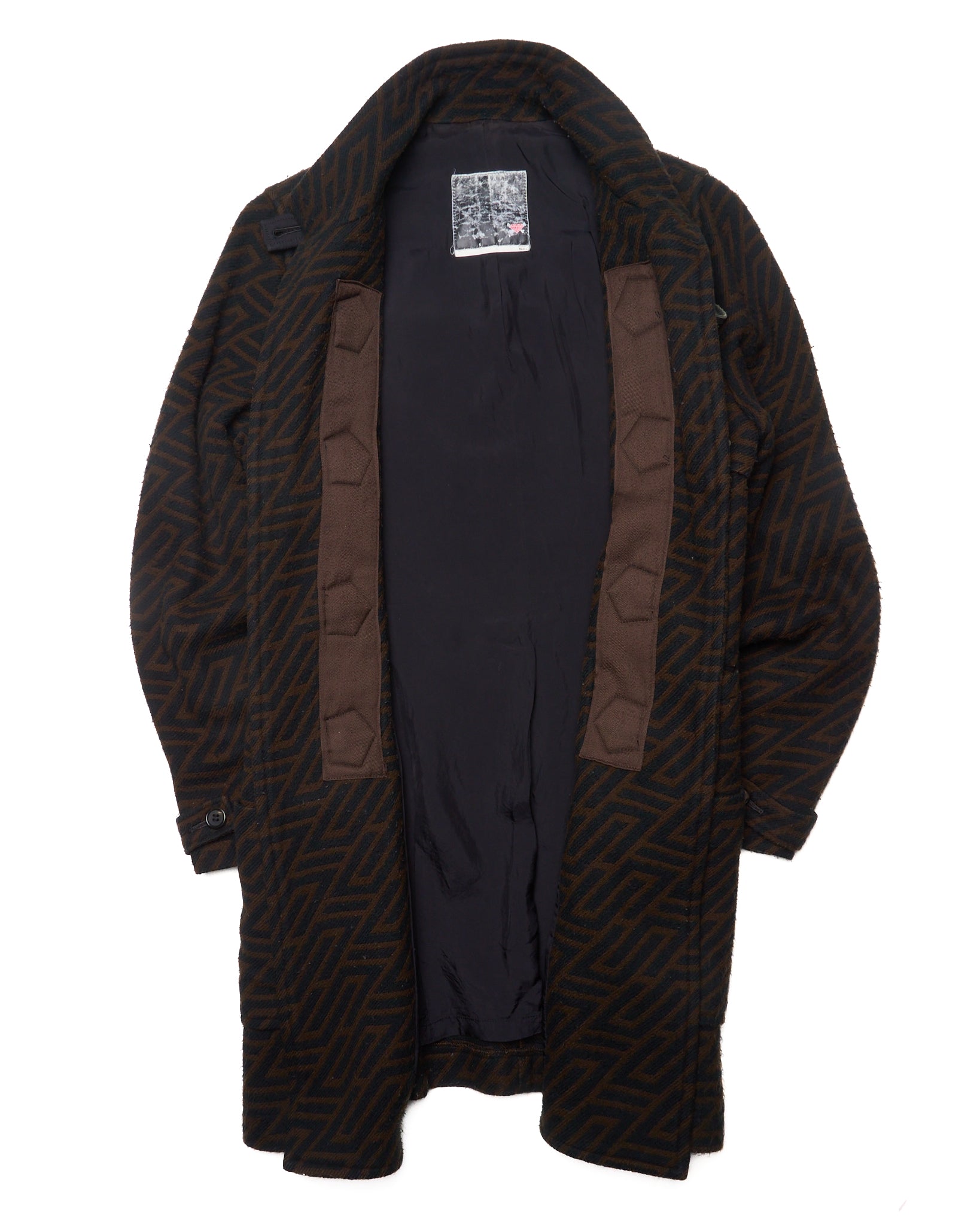 A/W01 Undercover D.A.V.F Chevron Print Duffle Coat