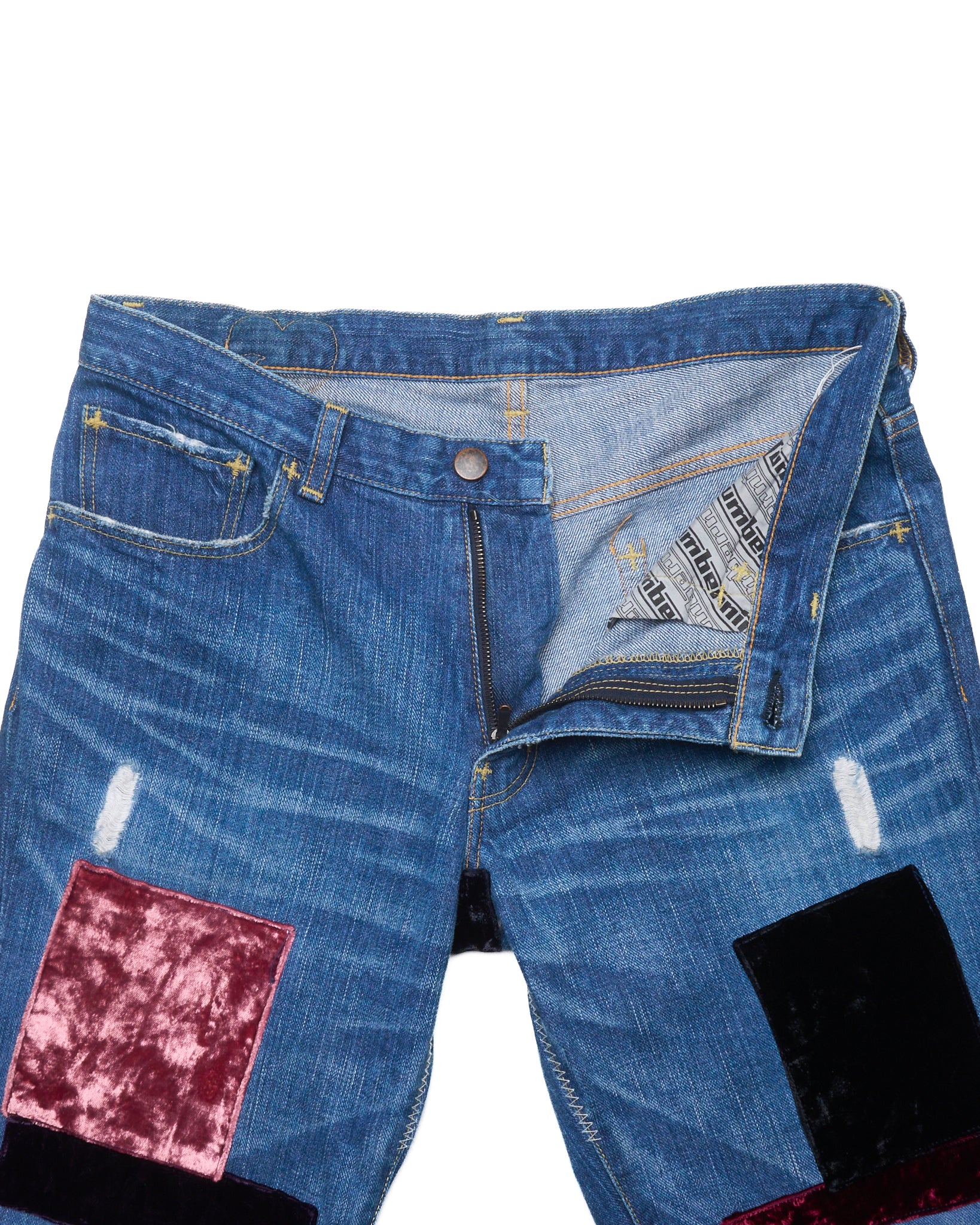 A/W03 Number (N)ine "Touch Me I'm Sick" Kurt Cobain Velour Patch Jeans