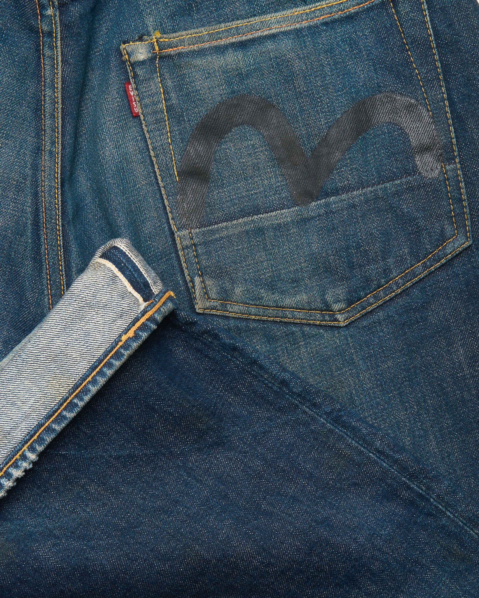 Early 00s EVISU Jacquard Pocket Hand-Paint Selvedge Jeans