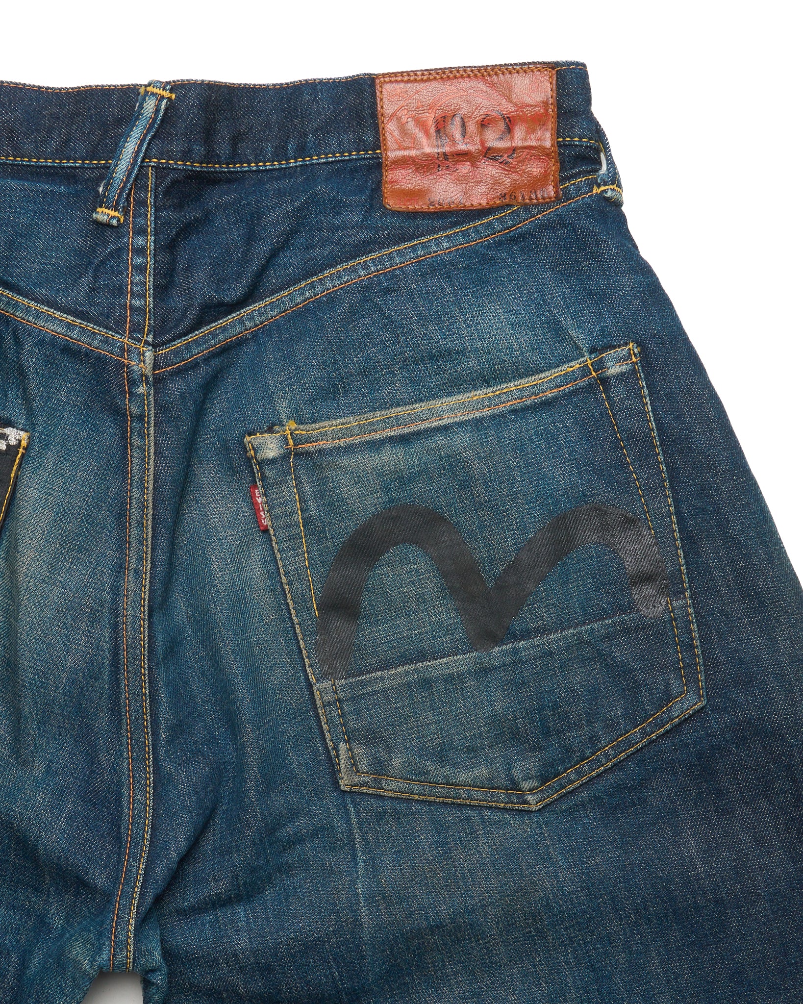 Early 00s EVISU Jacquard Pocket Hand-Paint Selvedge Jeans