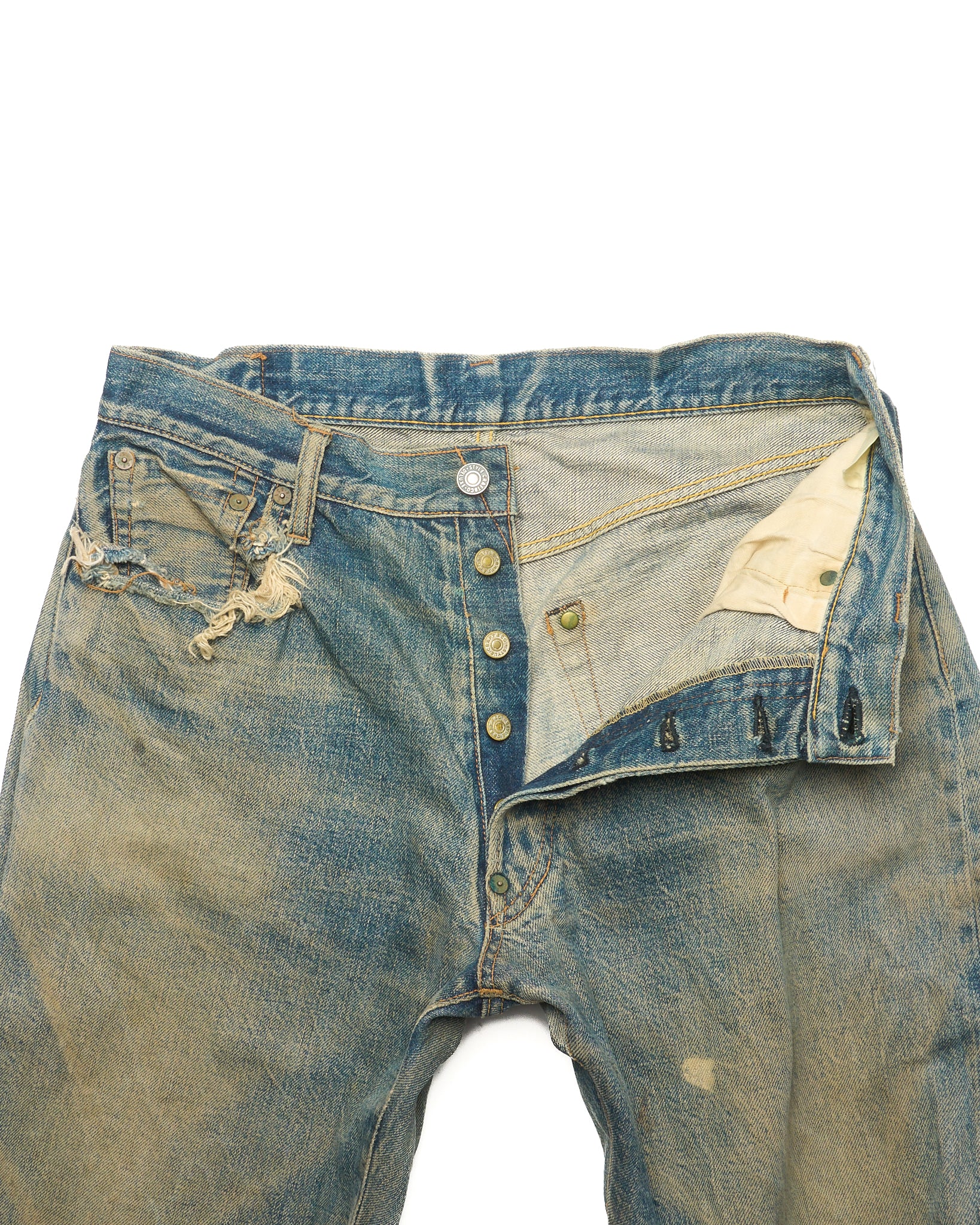 Early 90s EVIS Distressed Hand-Paint Seagull Selvedge Jeans