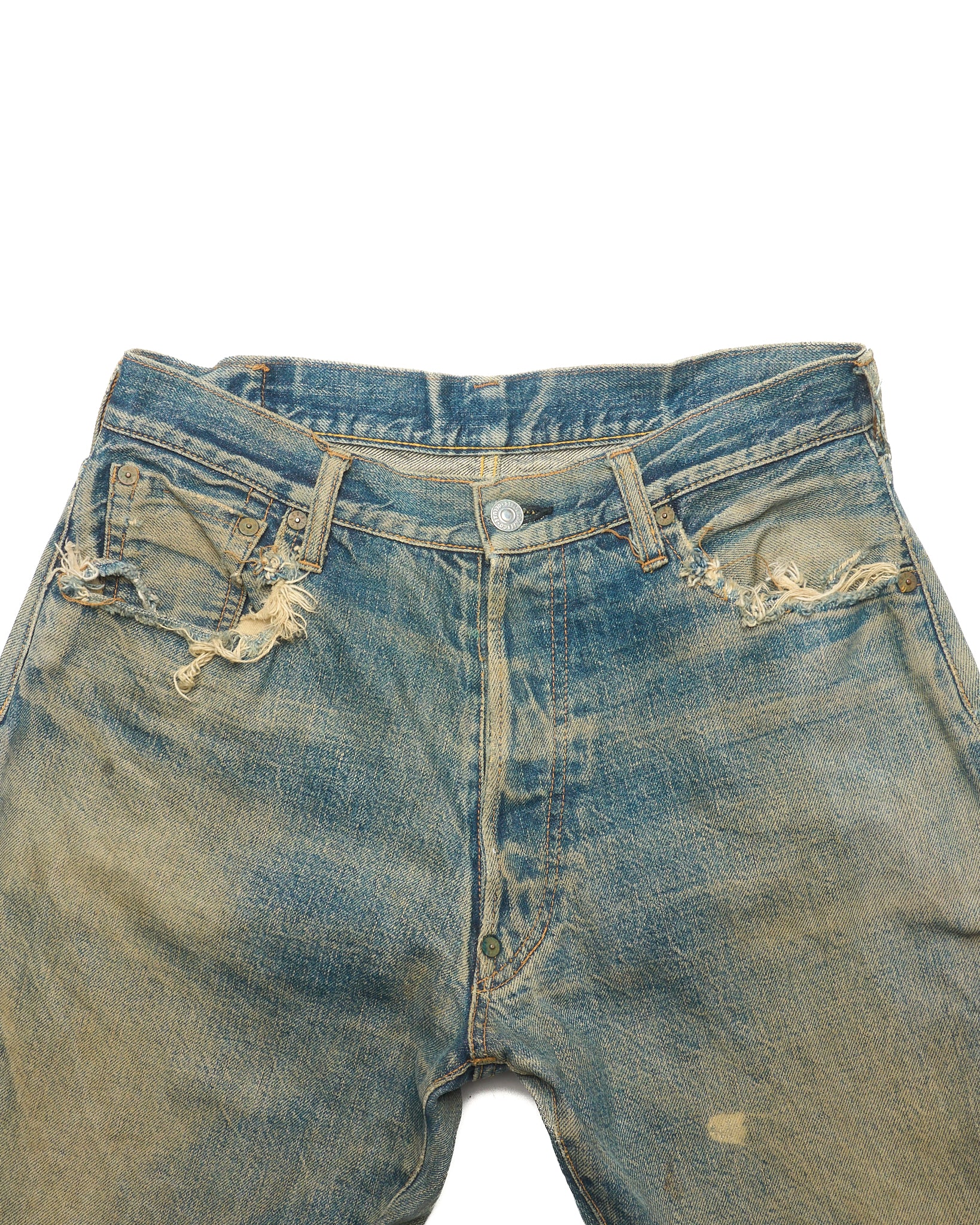 Early 90s EVIS Distressed Hand-Paint Seagull Selvedge Jeans