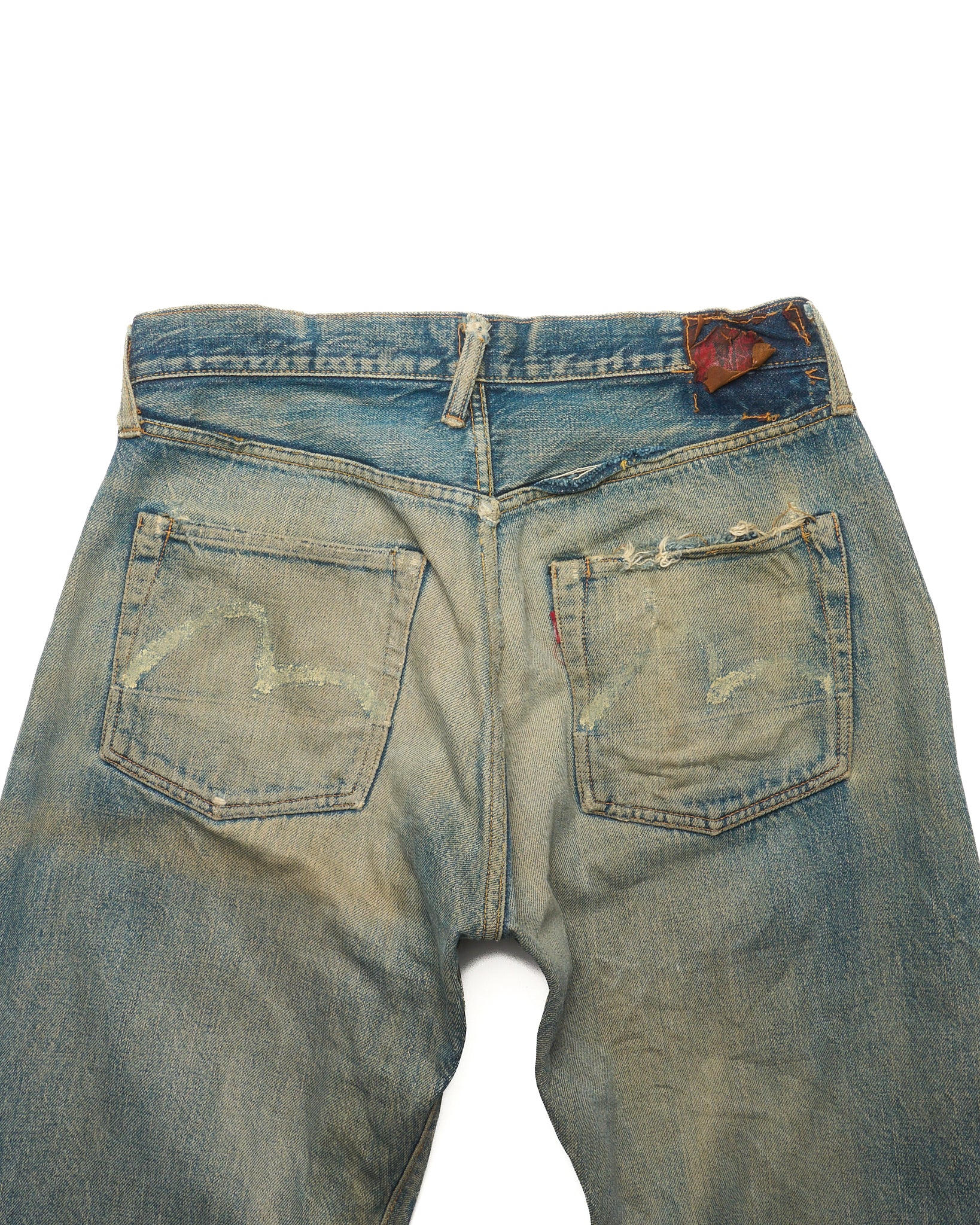 Early 90s EVIS Distressed Hand-Paint Seagull Selvedge Jeans