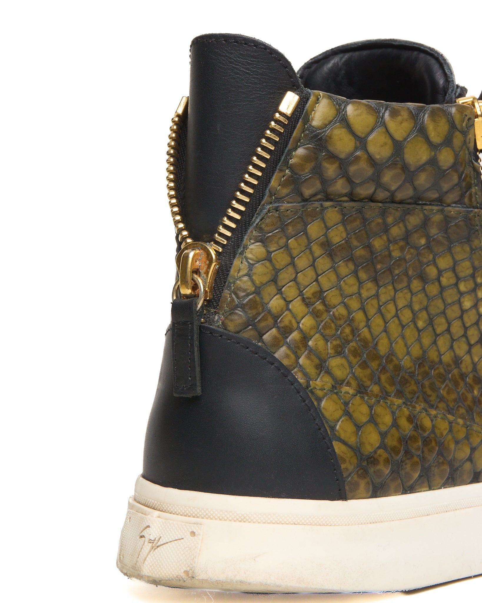Giuseppe Zanotti Green Python Zip Up High Top Sneakers