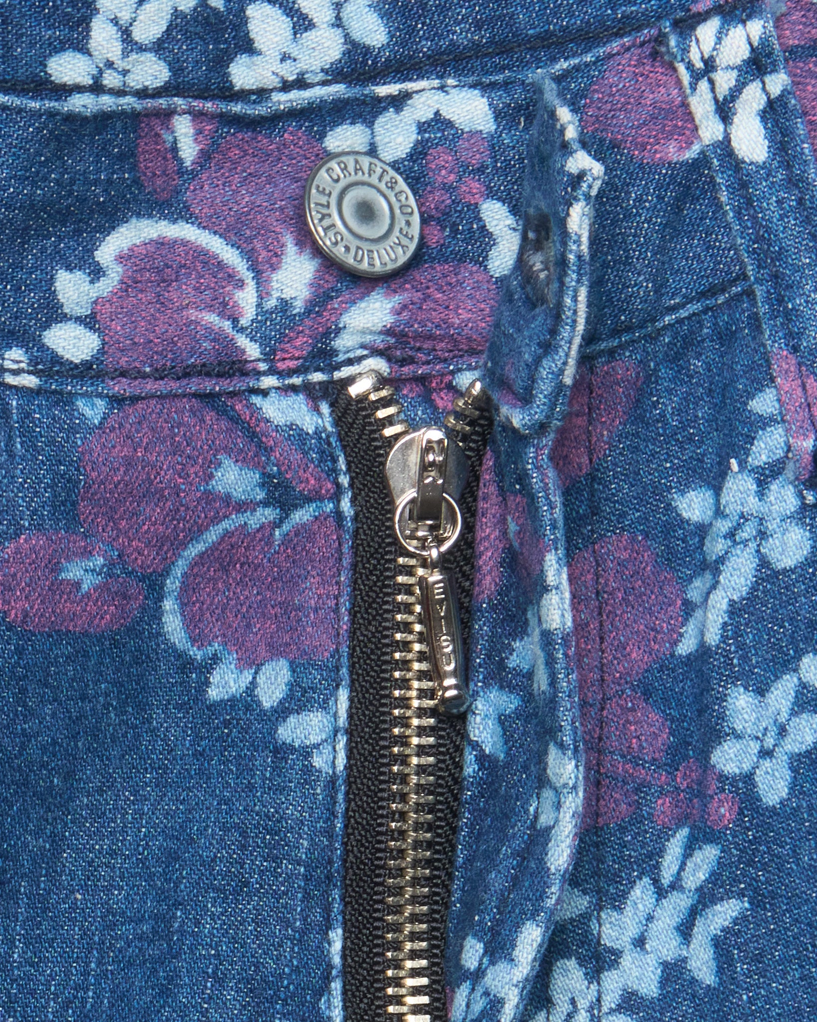 90s EVISU Donna Floral Print Hand-Paint Flare Jeans
