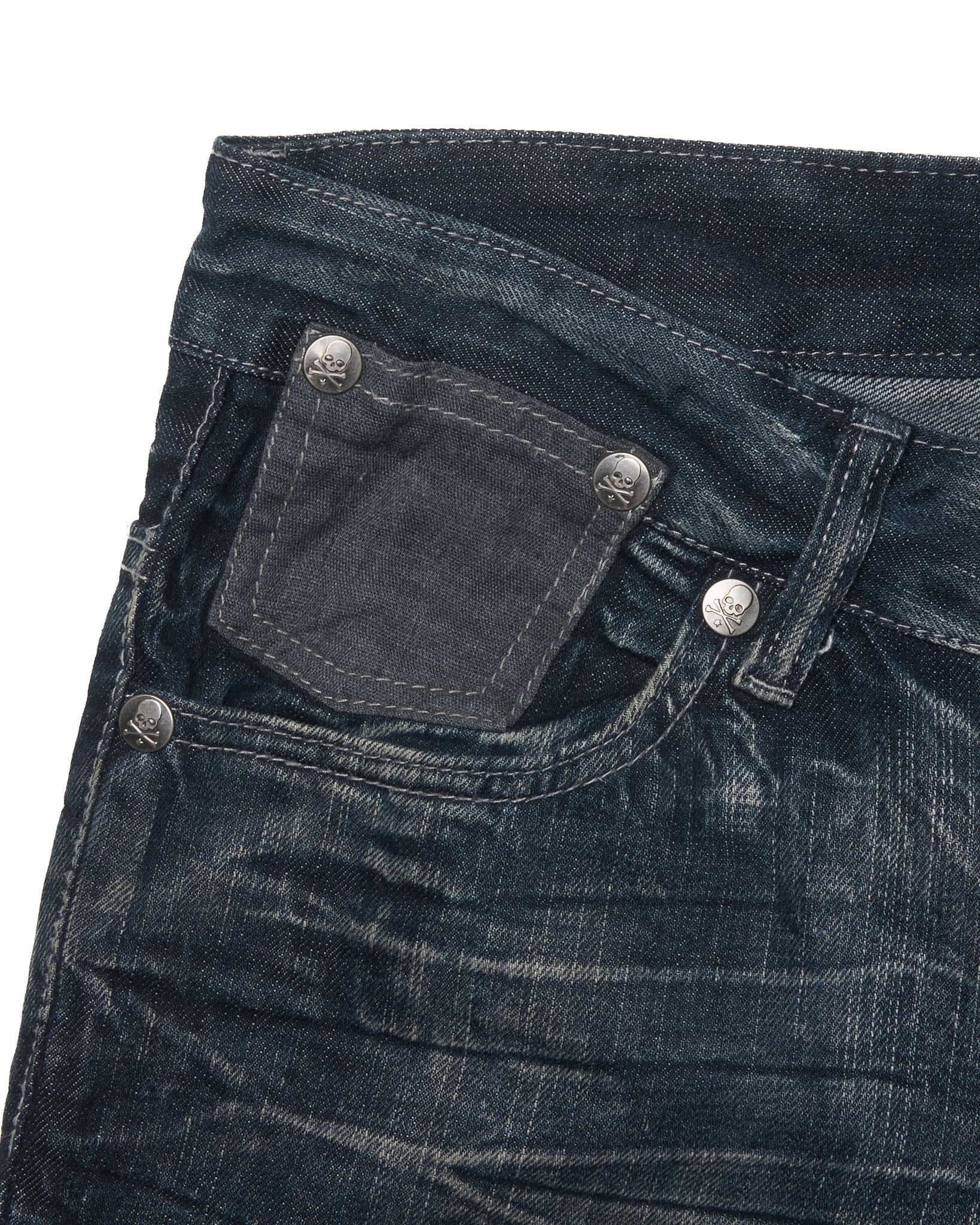 Early 00s JACK SERIKA Web Embroidered Whiskered Flare Denim