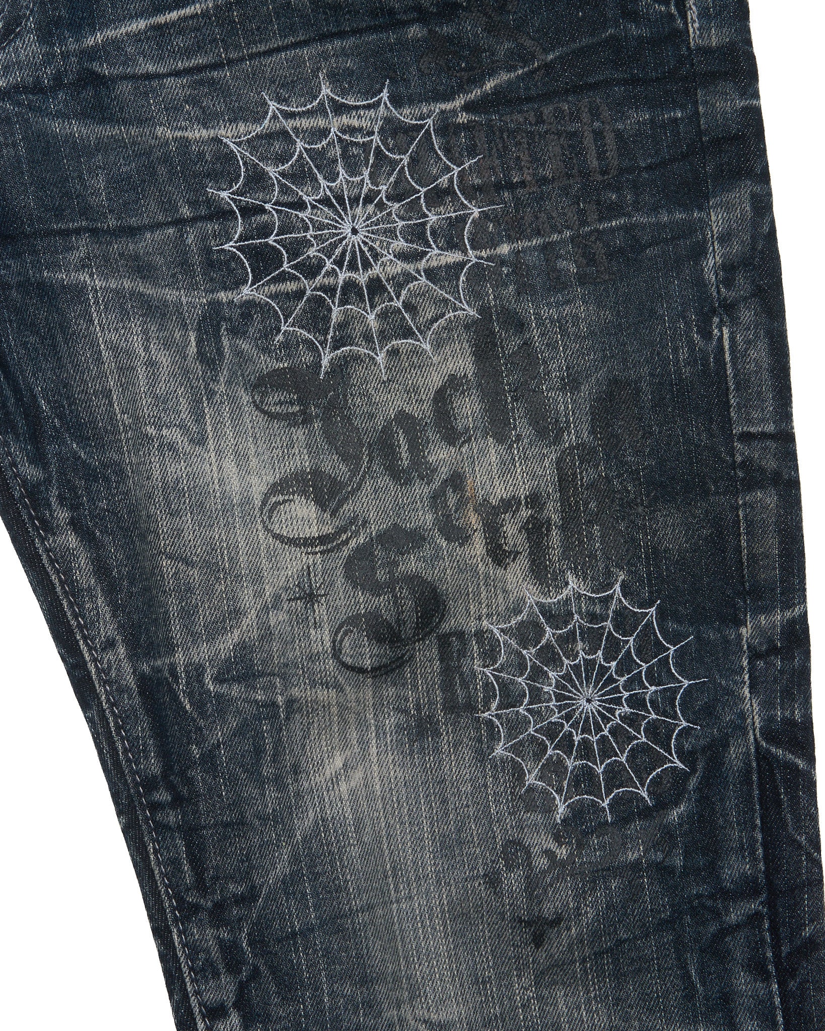 Early 00s JACK SERIKA Web Embroidered Whiskered Flare Denim