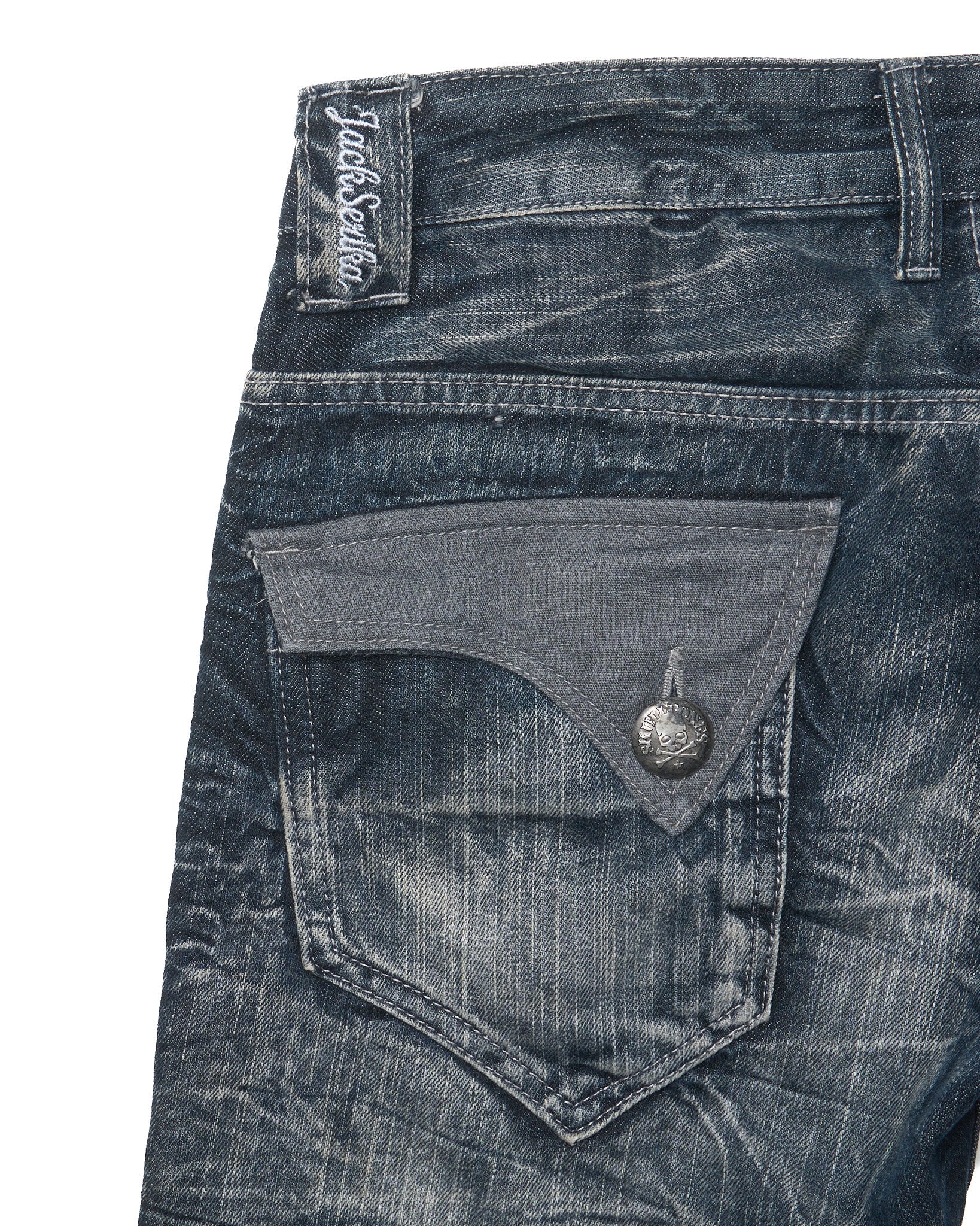 Early 00s JACK SERIKA Web Embroidered Whiskered Flare Denim
