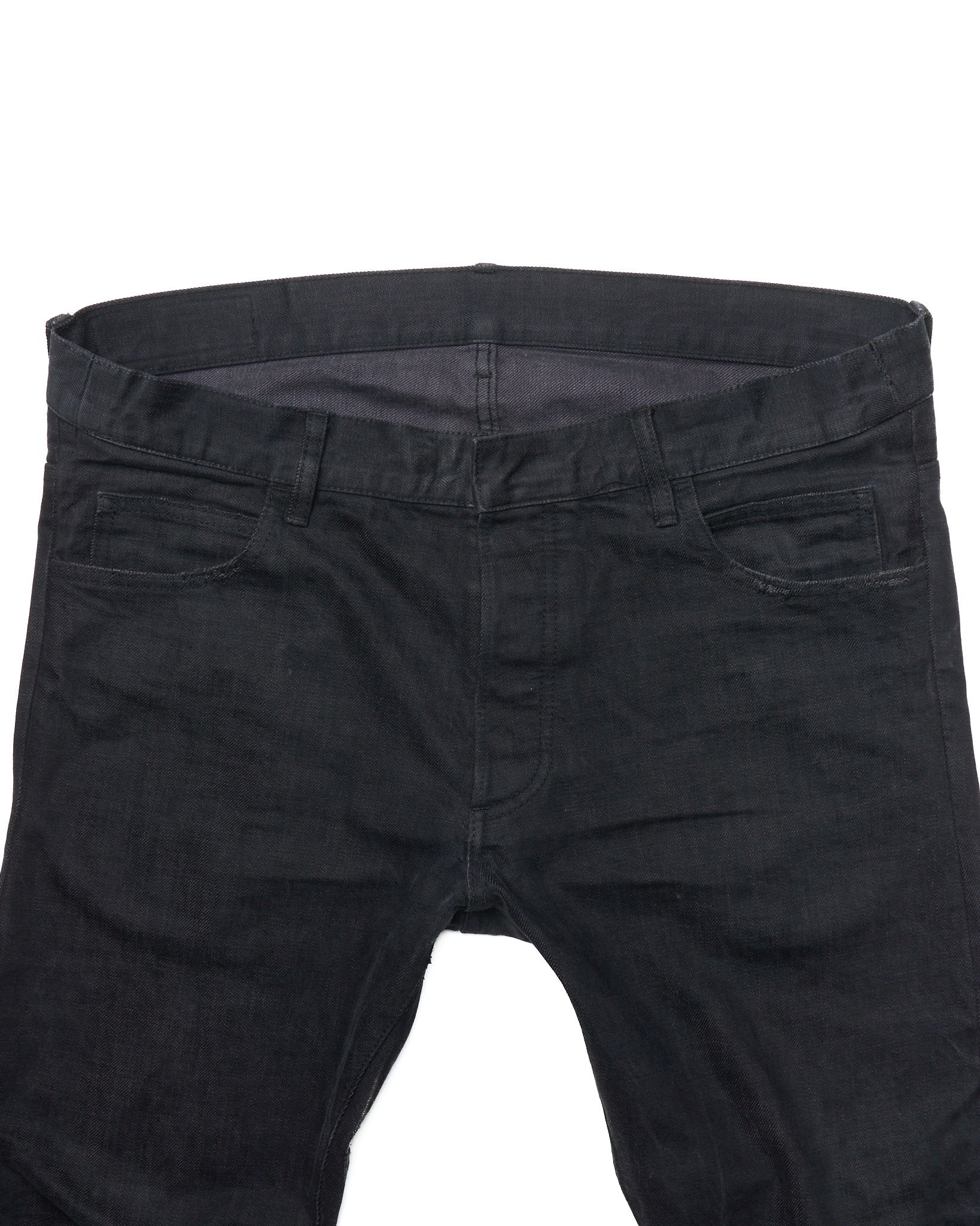 Mid 10s Balmain Washed Black Selvedge Biker Denim