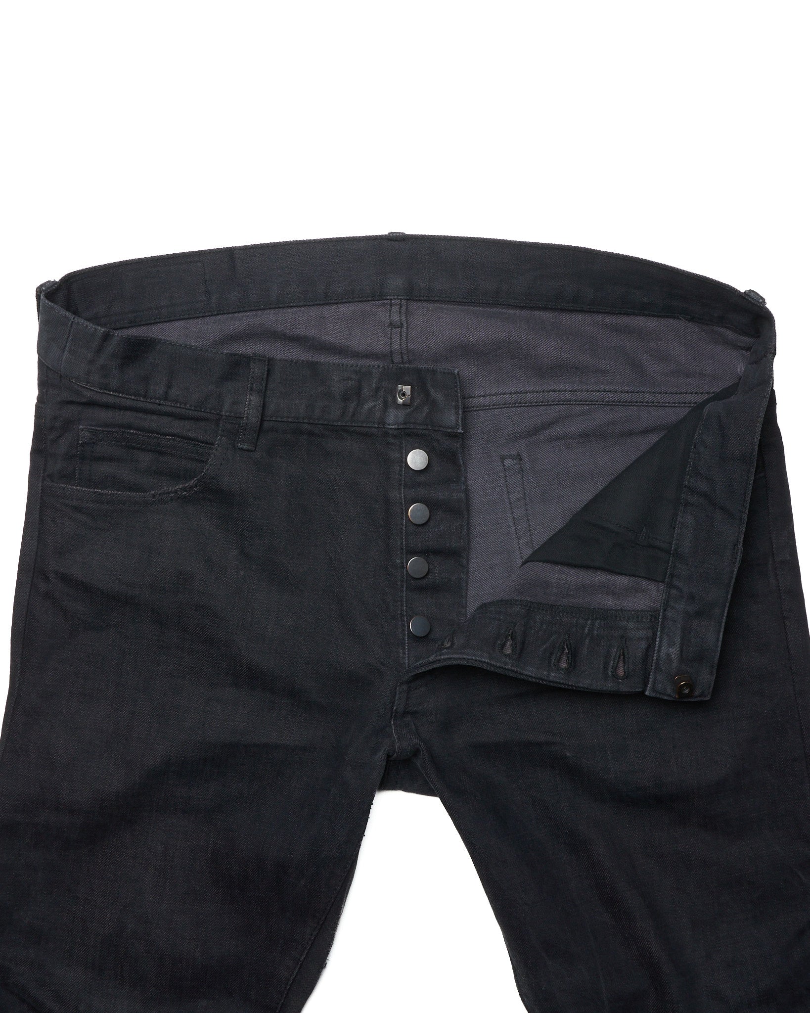 Mid 10s Balmain Washed Black Selvedge Biker Denim