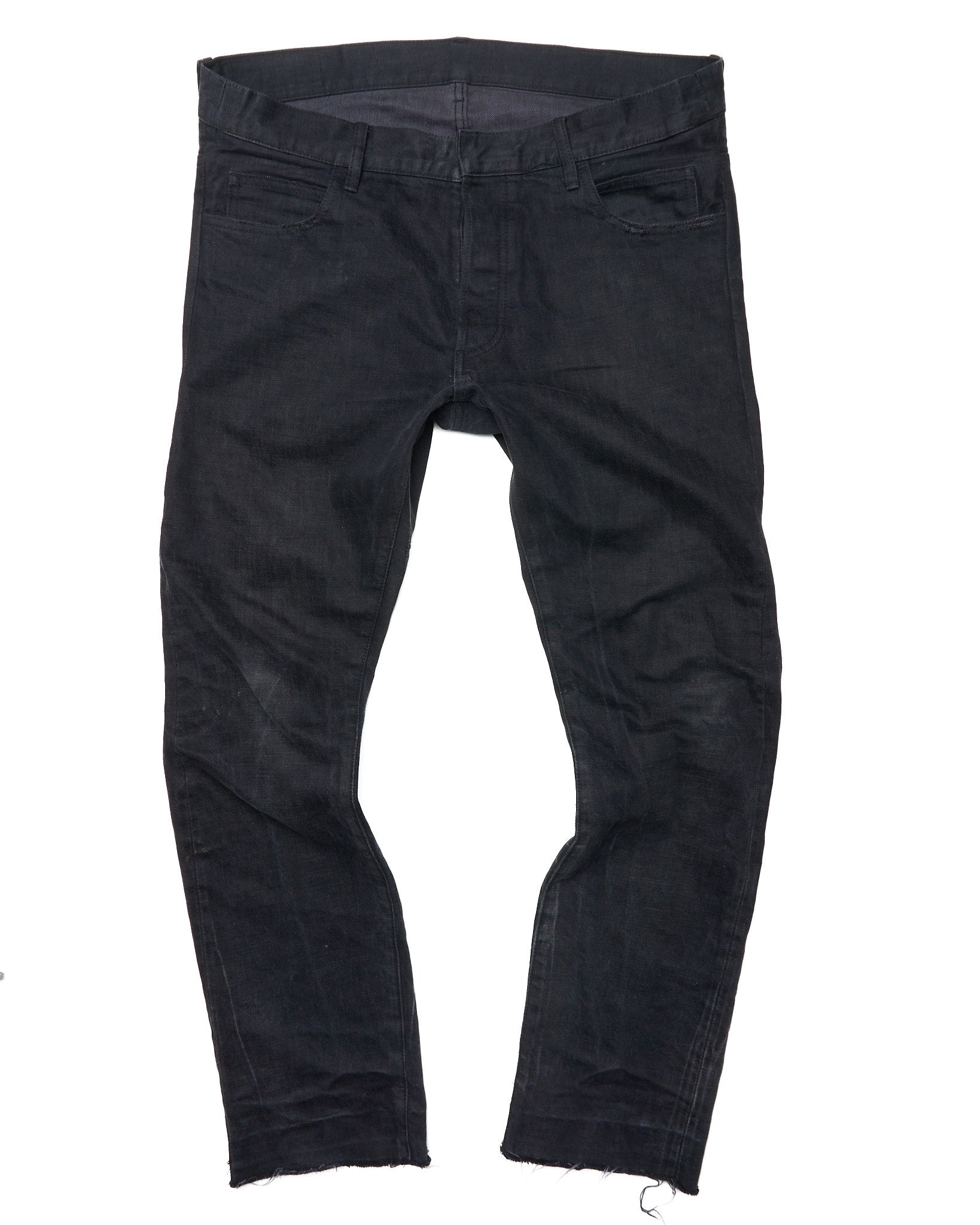 Mid 10s Balmain Washed Black Selvedge Biker Denim