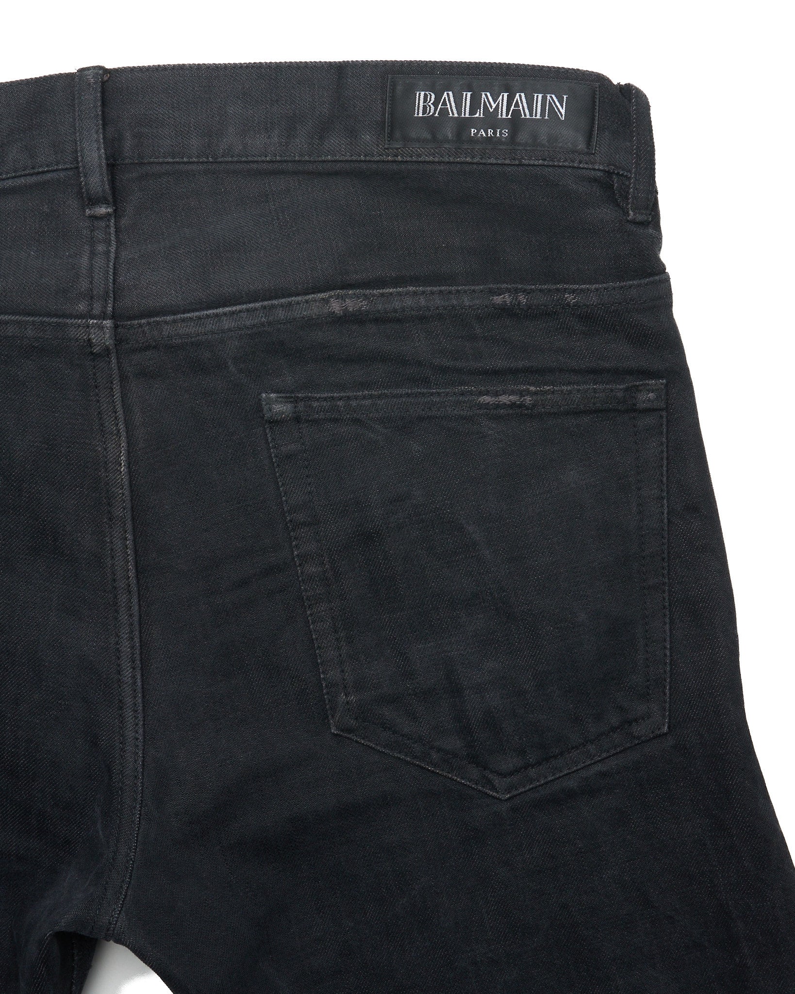 Mid 10s Balmain Washed Black Selvedge Biker Denim