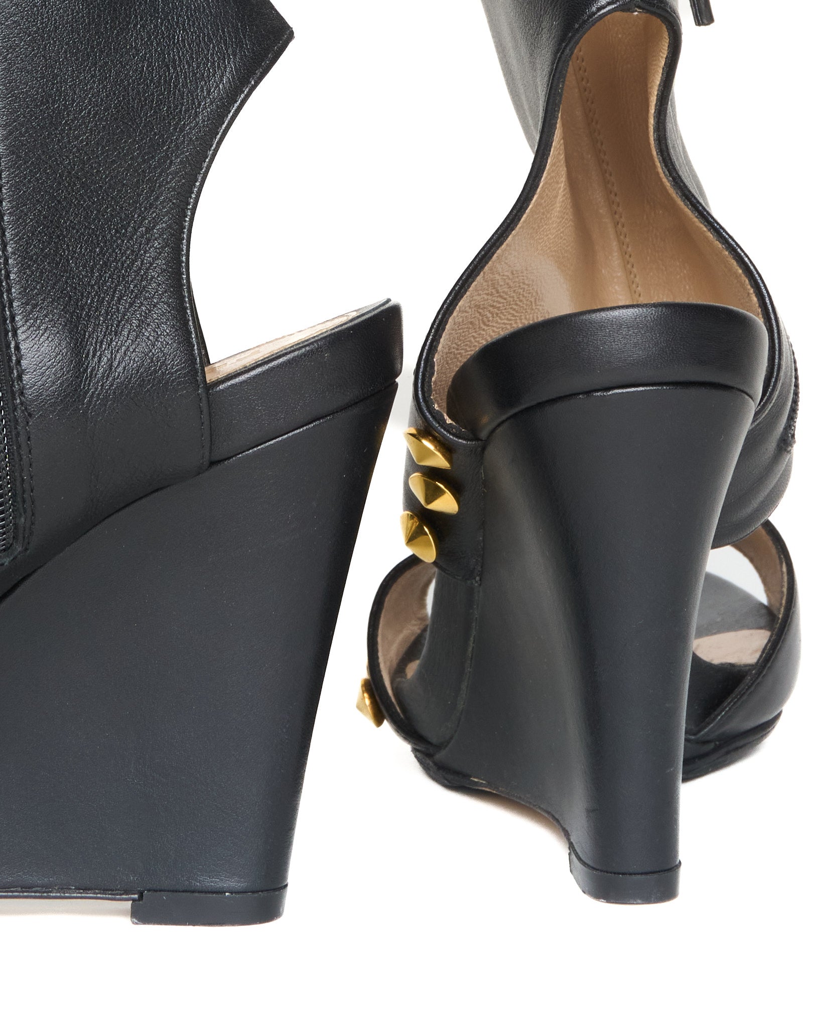 S/S11 Fendi Zeppa Vitello Studded Wedge Sandal Boot