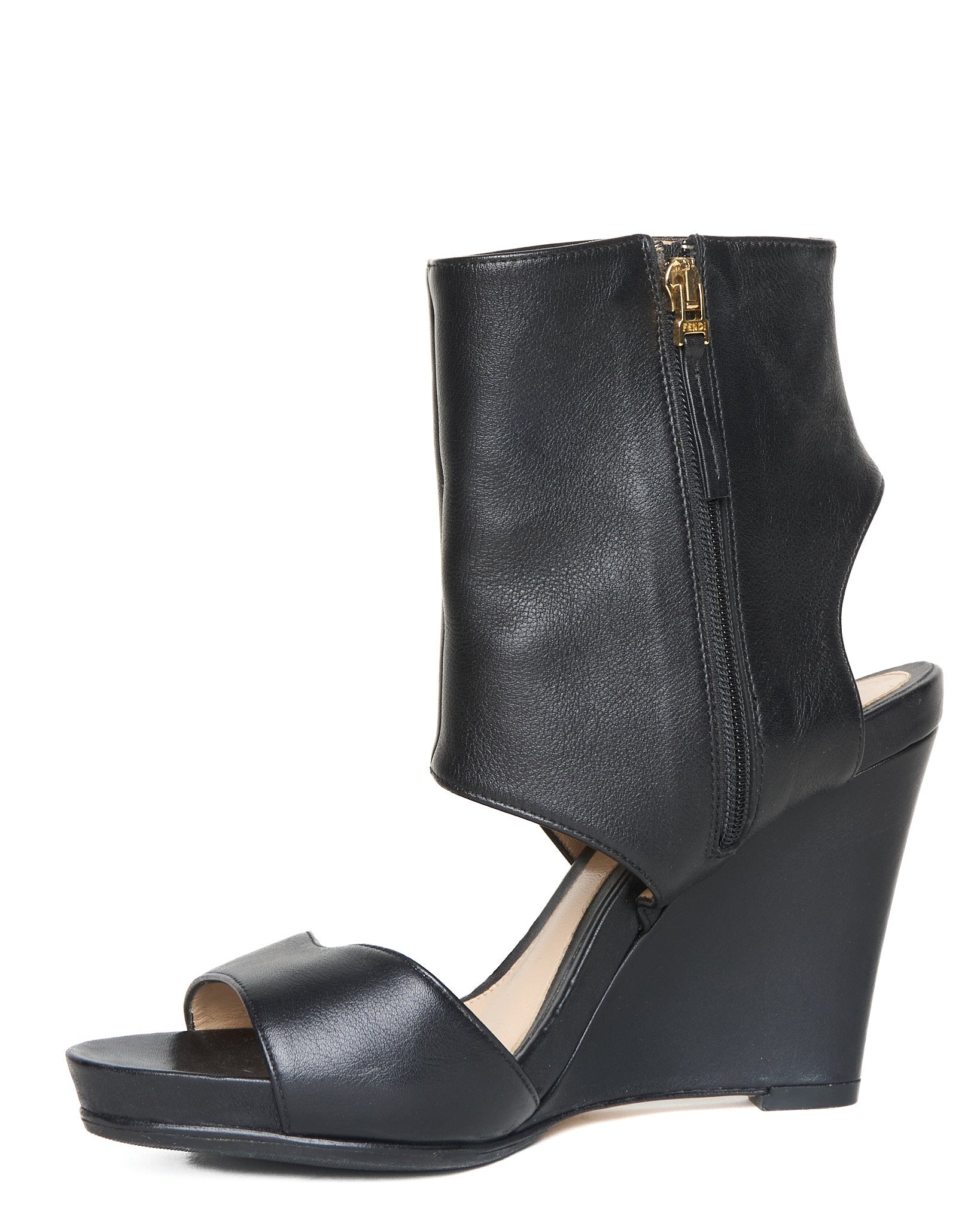 S/S11 Fendi Zeppa Vitello Studded Wedge Sandal Boot