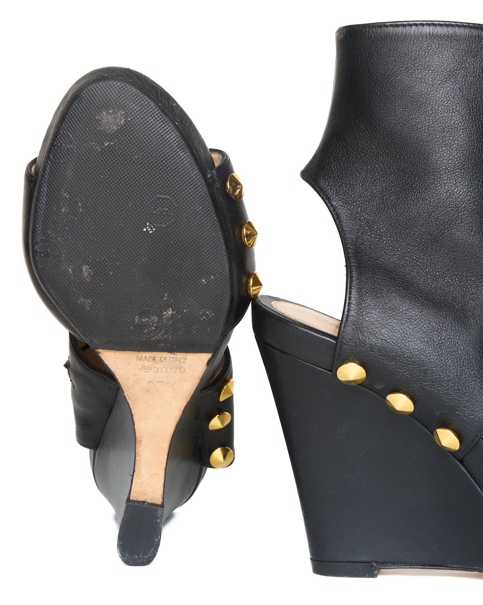 S/S11 Fendi Zeppa Vitello Studded Wedge Sandal Boot