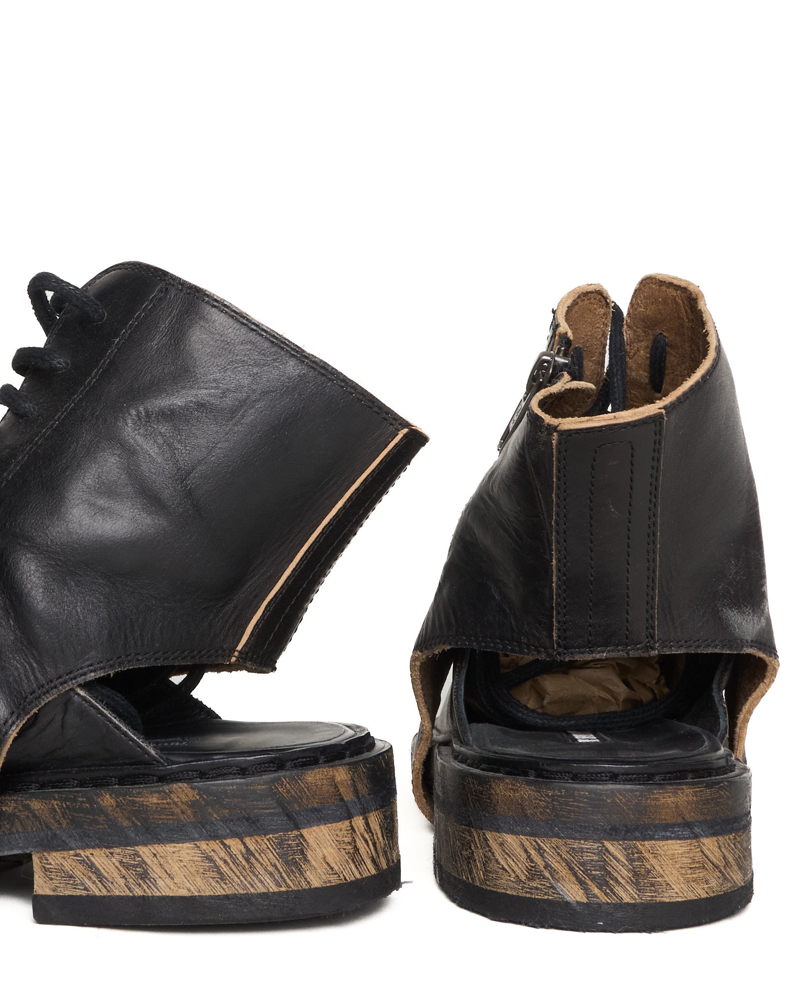 S/S17 Ann Demeulemeester Glace Nero Washed Convertible Boots