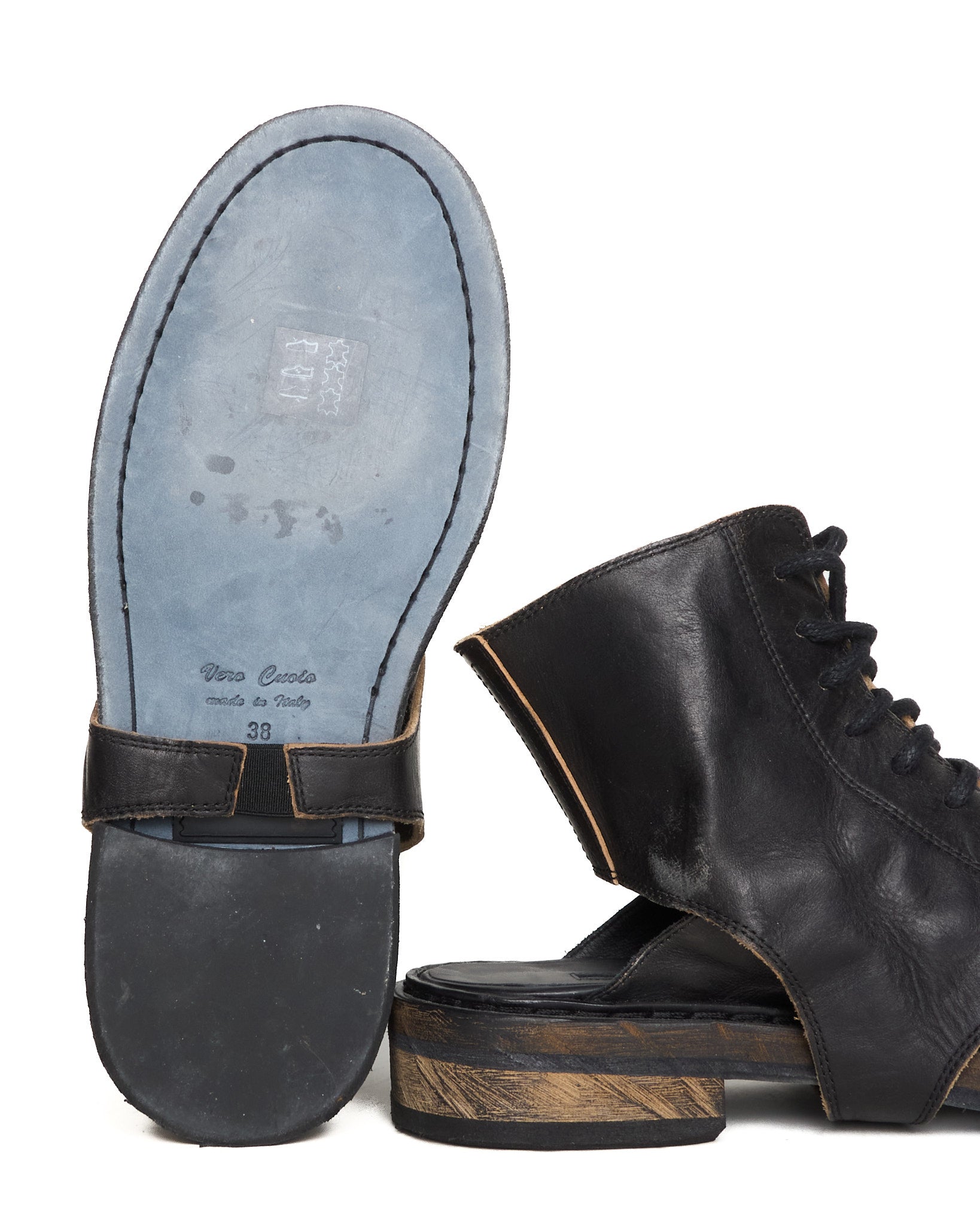 S/S17 Ann Demeulemeester Glace Nero Washed Convertible Boots