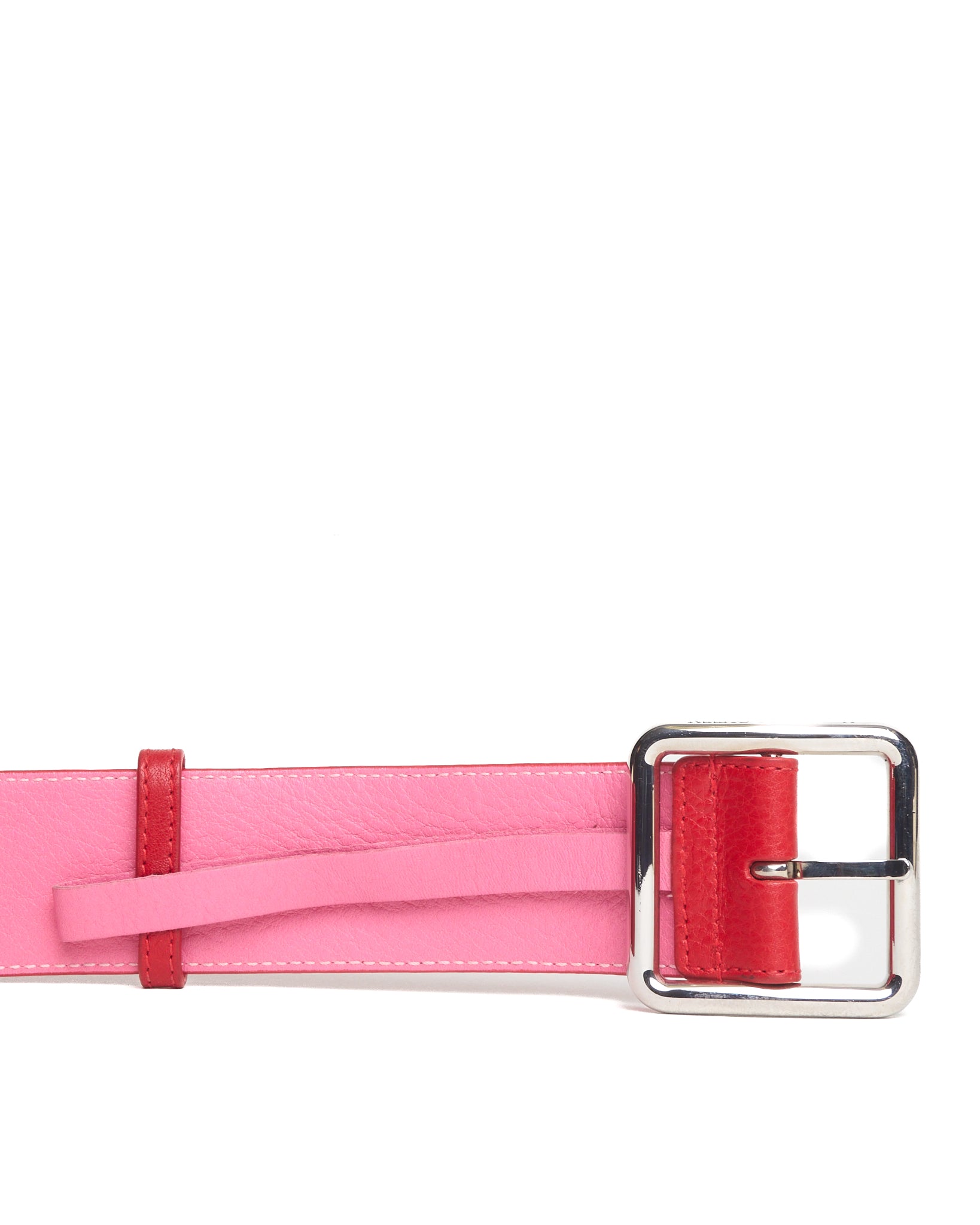 Alexander McQueen Silver Buckle Red Leather Belt