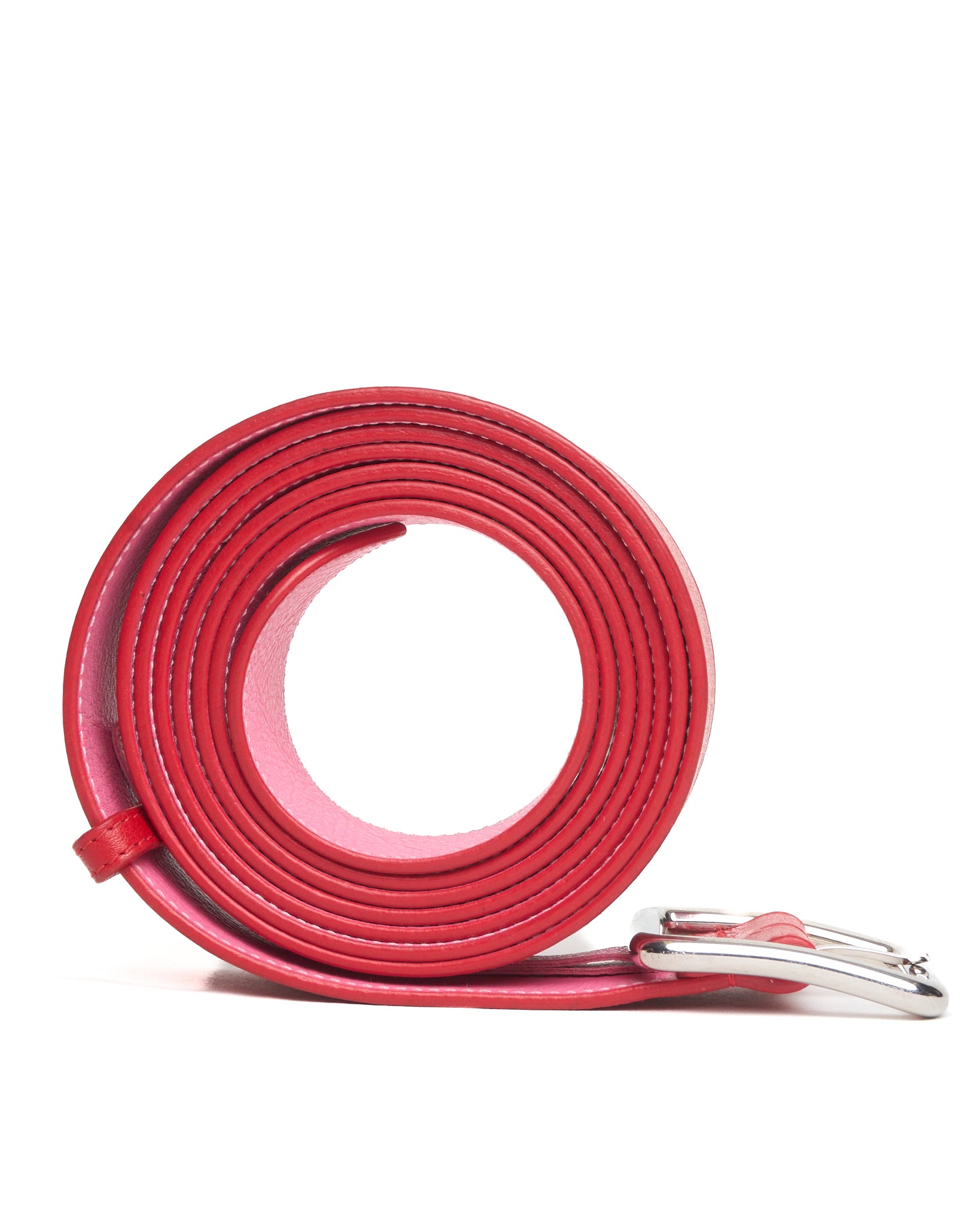 Alexander McQueen Silver Buckle Red Leather Belt