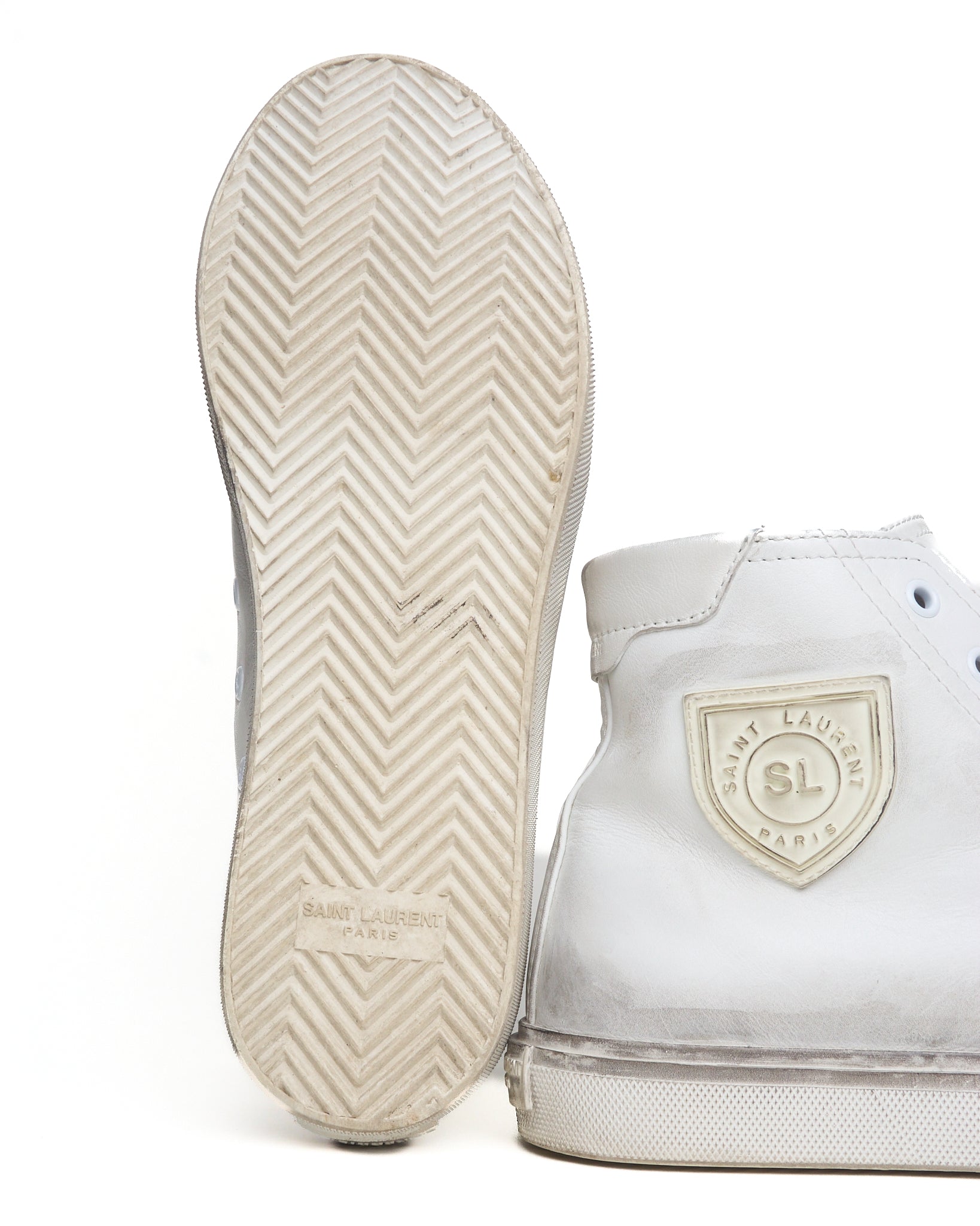 S/S21 Saint Laurent Paris High-Top Leather Sneakers